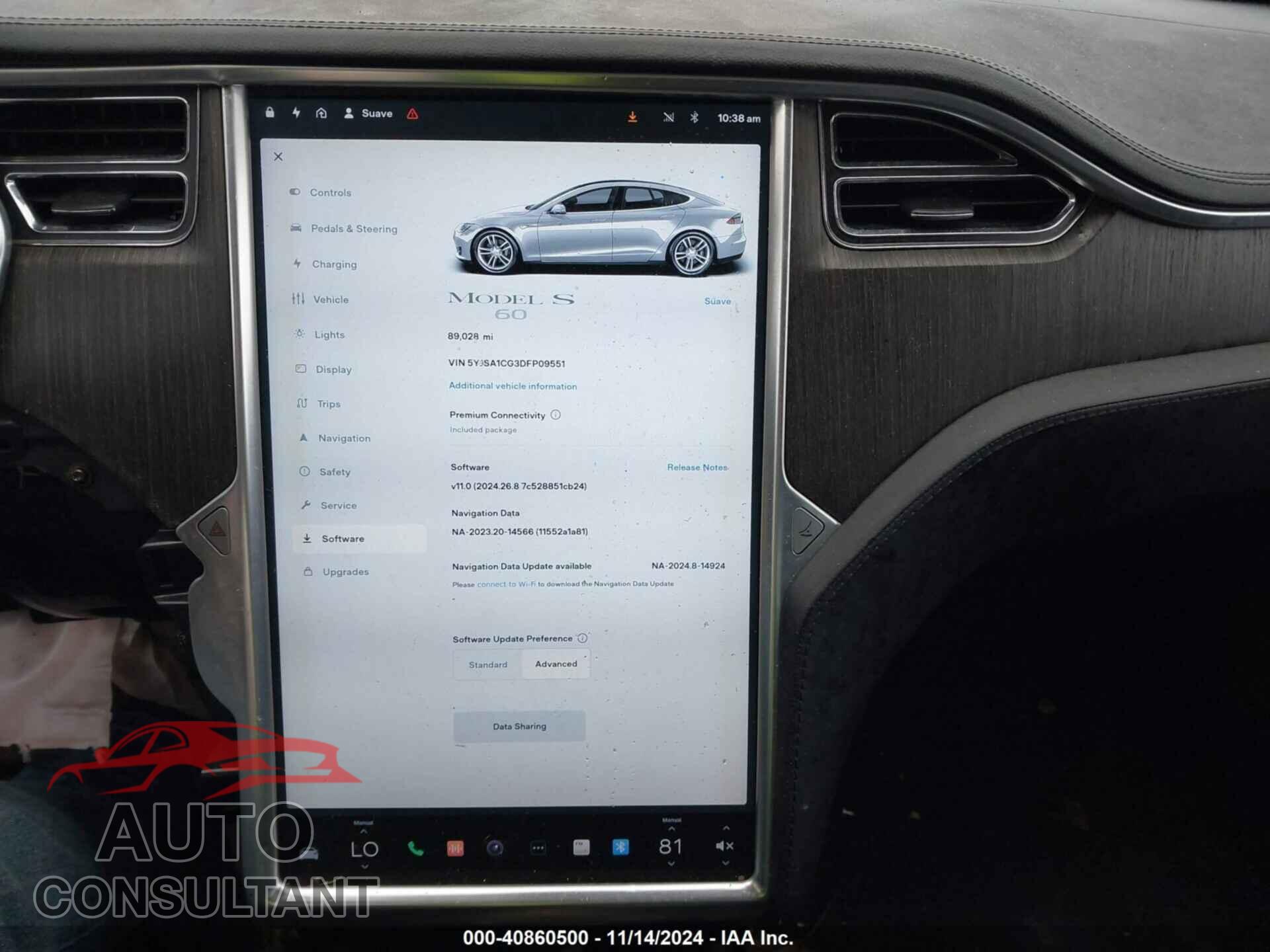 TESLA MODEL S 2013 - 5YJSA1CG3DFP09551