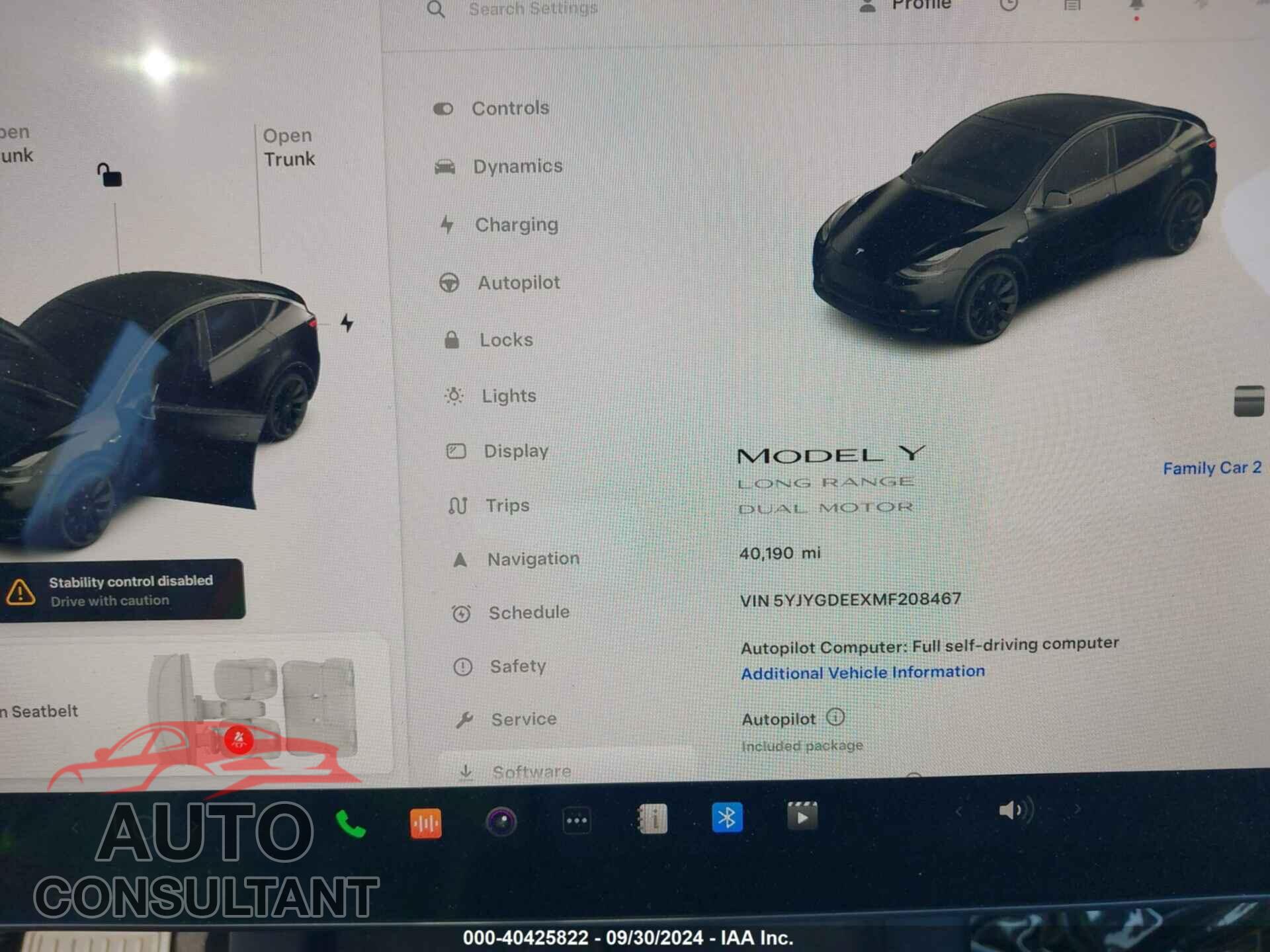 TESLA MODEL Y 2021 - 5YJYGDEEXMF208467