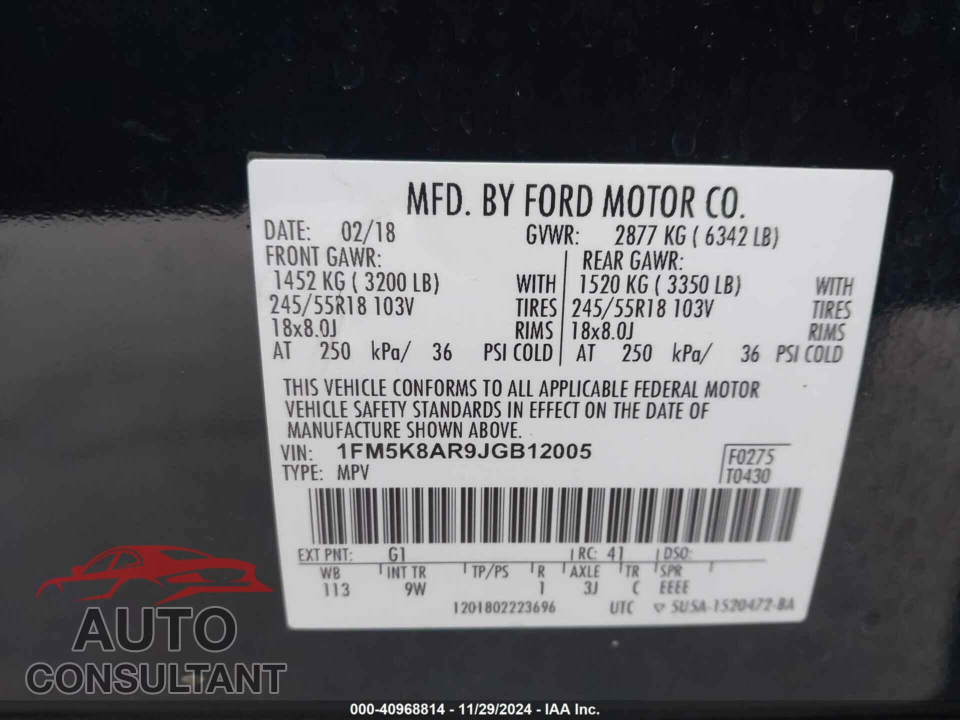 FORD POLICE INTERCEPTOR UTILITY 2018 - 1FM5K8AR9JGB12005