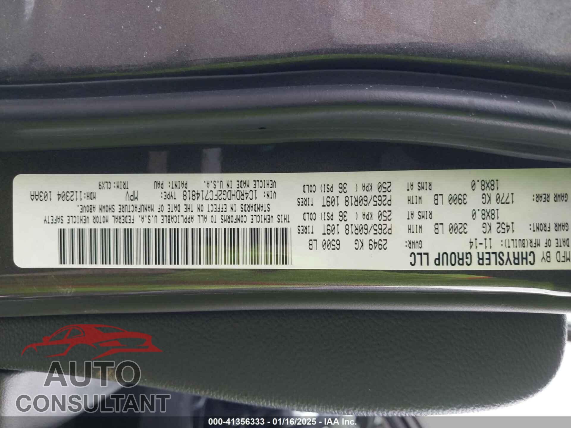 DODGE DURANGO 2015 - 1C4RDHDG2FC714818