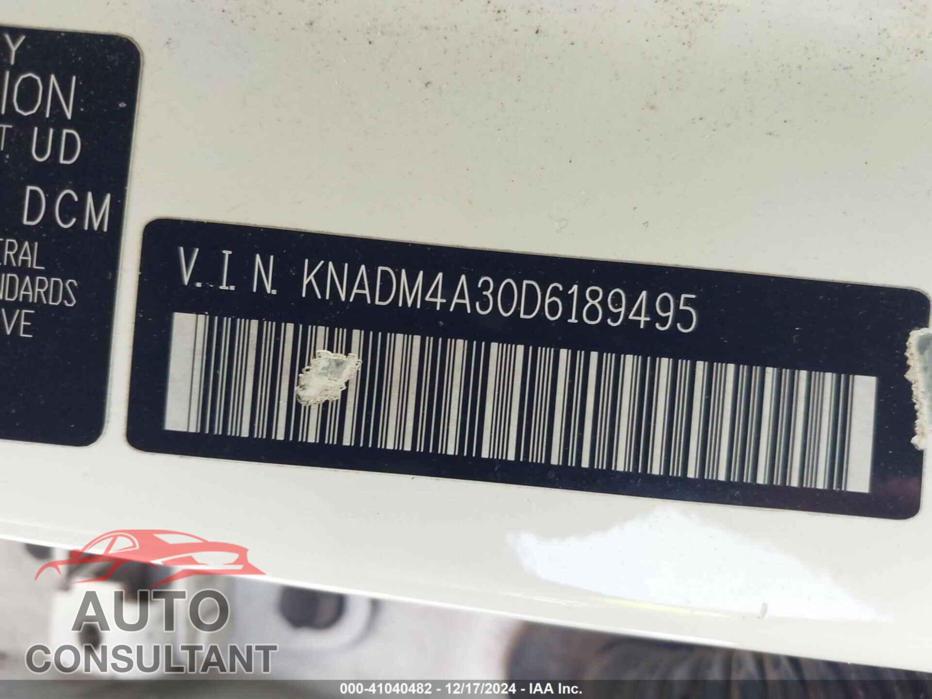 KIA RIO 2013 - KNADM4A30D6189495