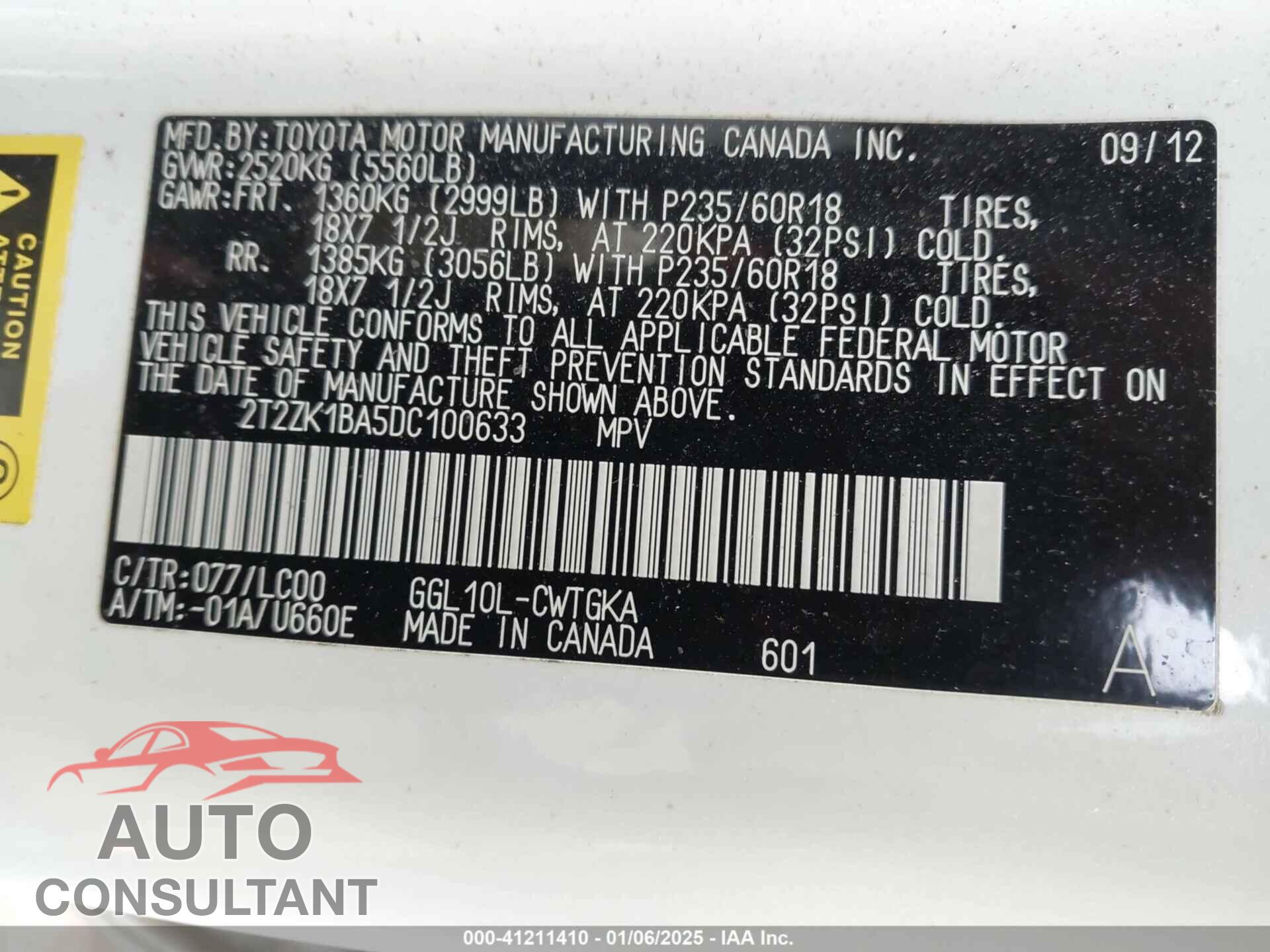 LEXUS RX 350 2013 - 2T2ZK1BA5DC100633