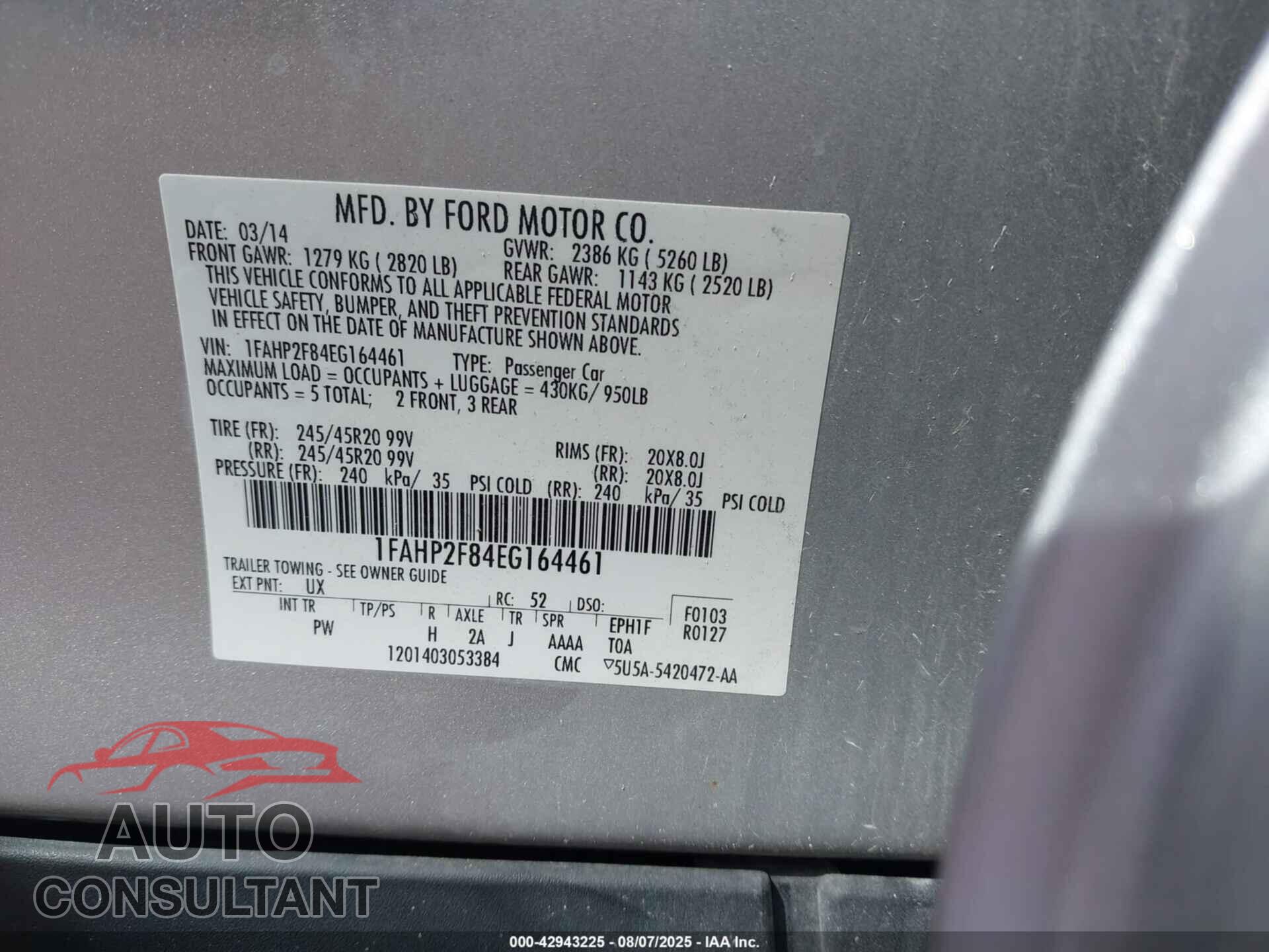 FORD TAURUS 2014 - 1FAHP2F84EG164461