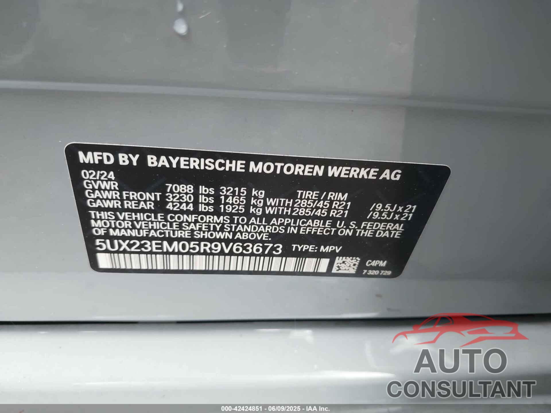 BMW X7 2024 - 5UX23EM05R9V63673