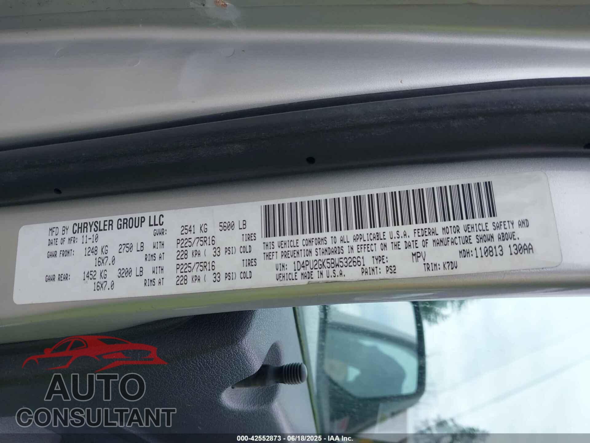 DODGE NITRO 2011 - 1D4PU2GK5BW532661