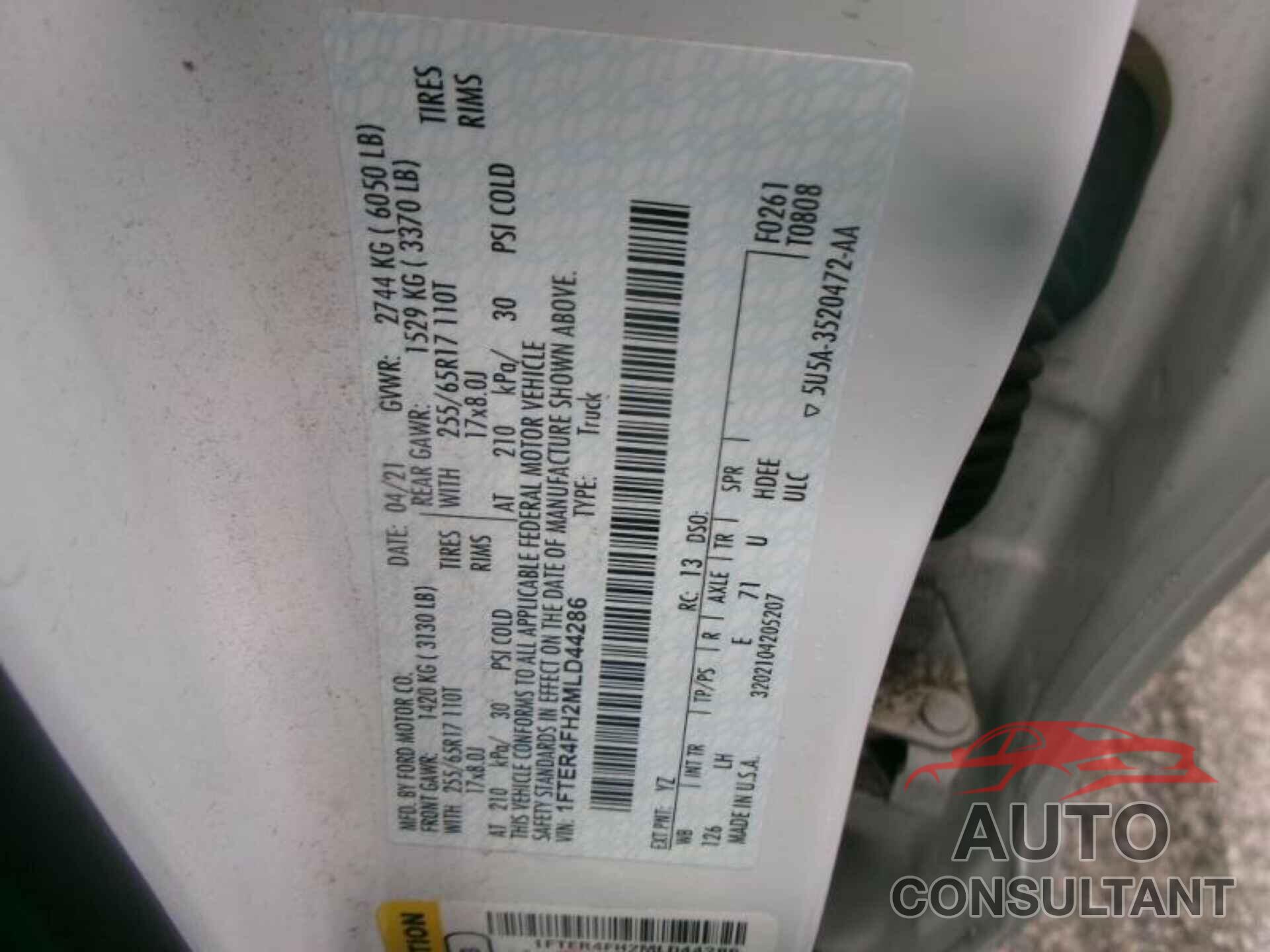 FORD RANGER 2021 - 1FTER4FH2MLD44286