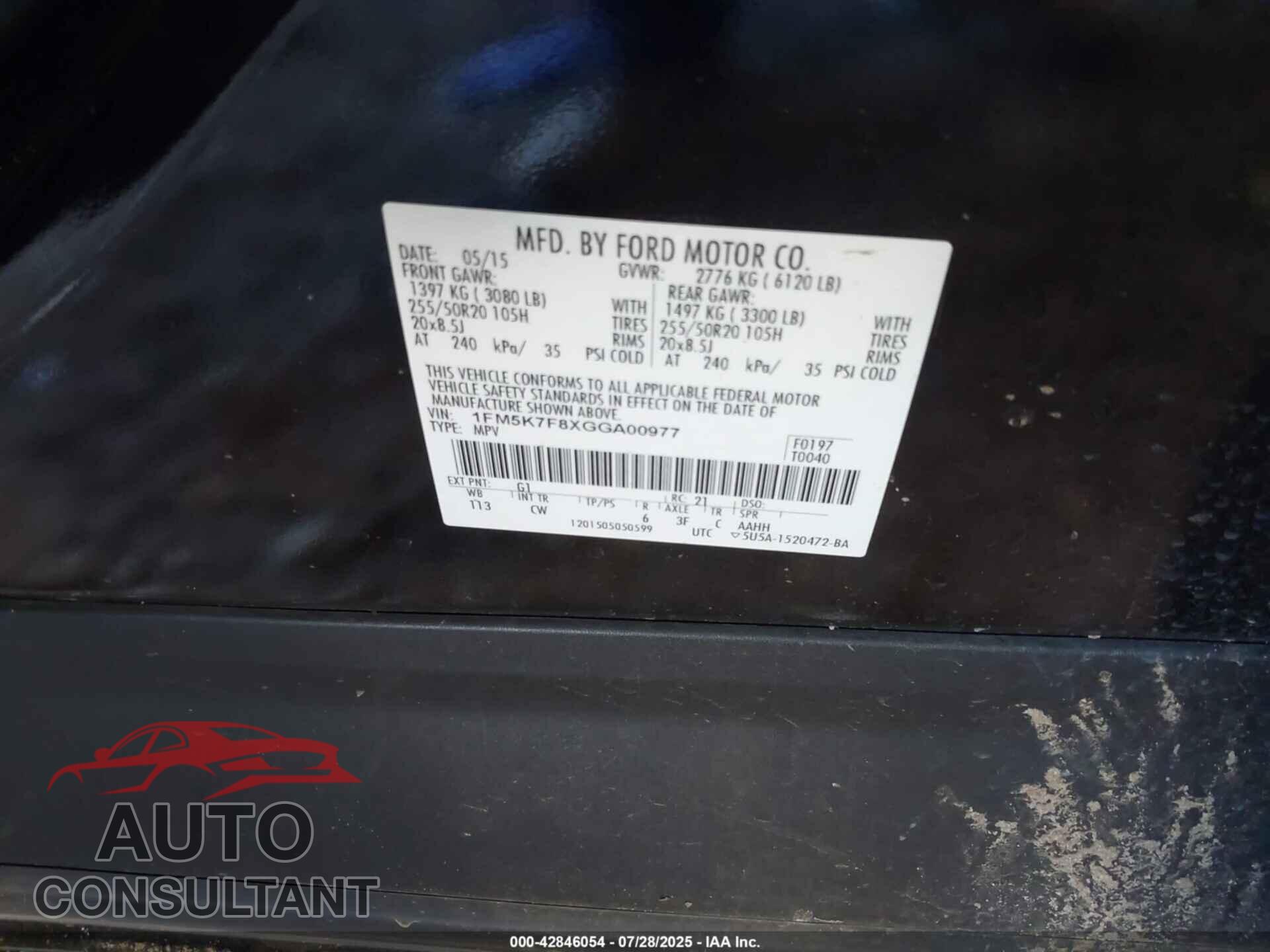 FORD EXPLORER 2016 - 1FM5K7F8XGGA00977