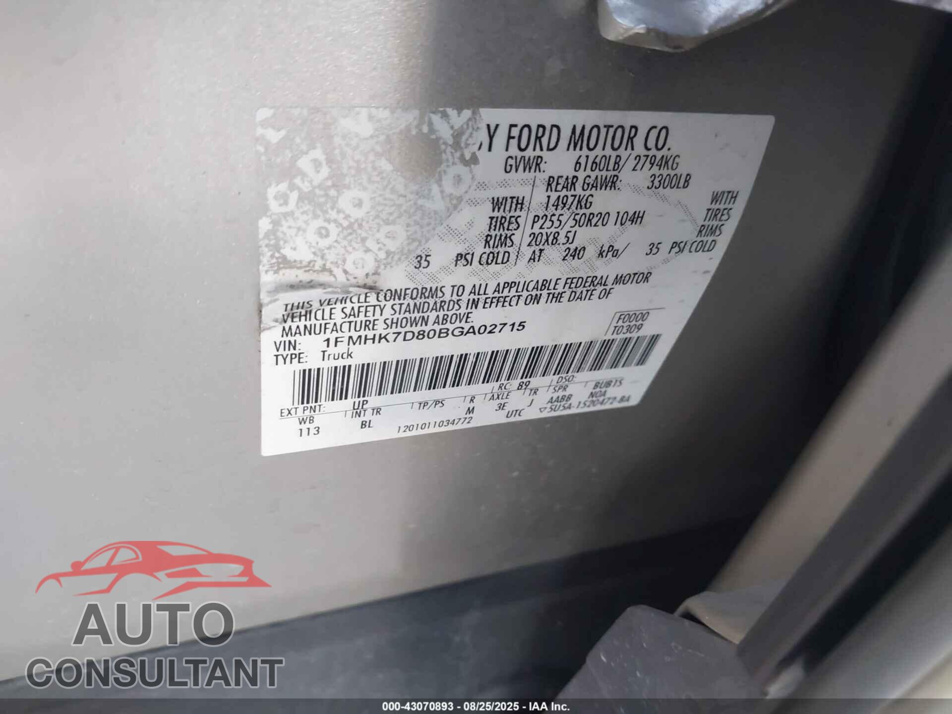 FORD EXPLORER 2011 - 1FMHK7D80BGA02715