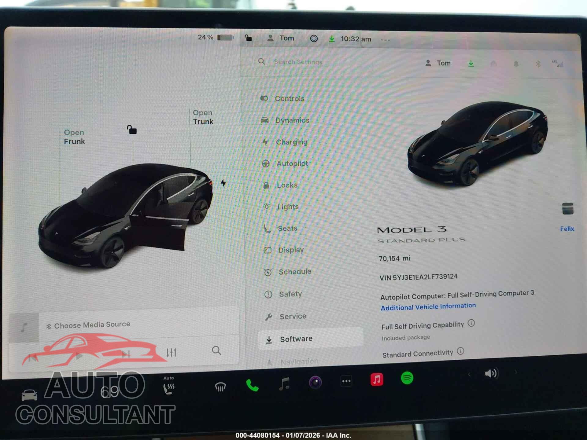 TESLA MODEL 3 2020 - 5YJ3E1EA2LF739124