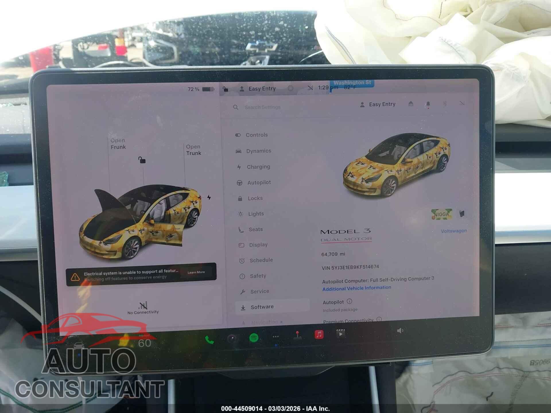 TESLA MODEL 3 2019 - 5YJ3E1EB9KF514674
