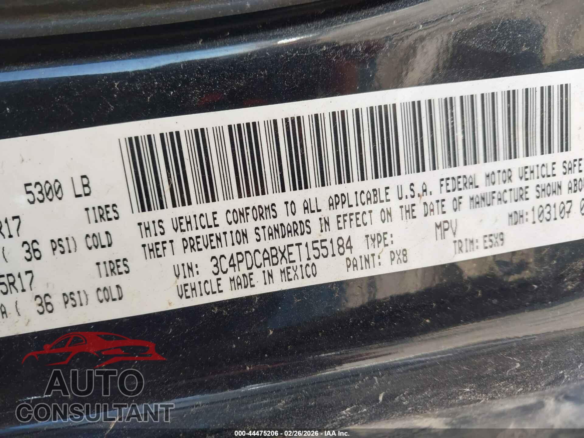 DODGE JOURNEY 2014 - 3C4PDCABXET155184