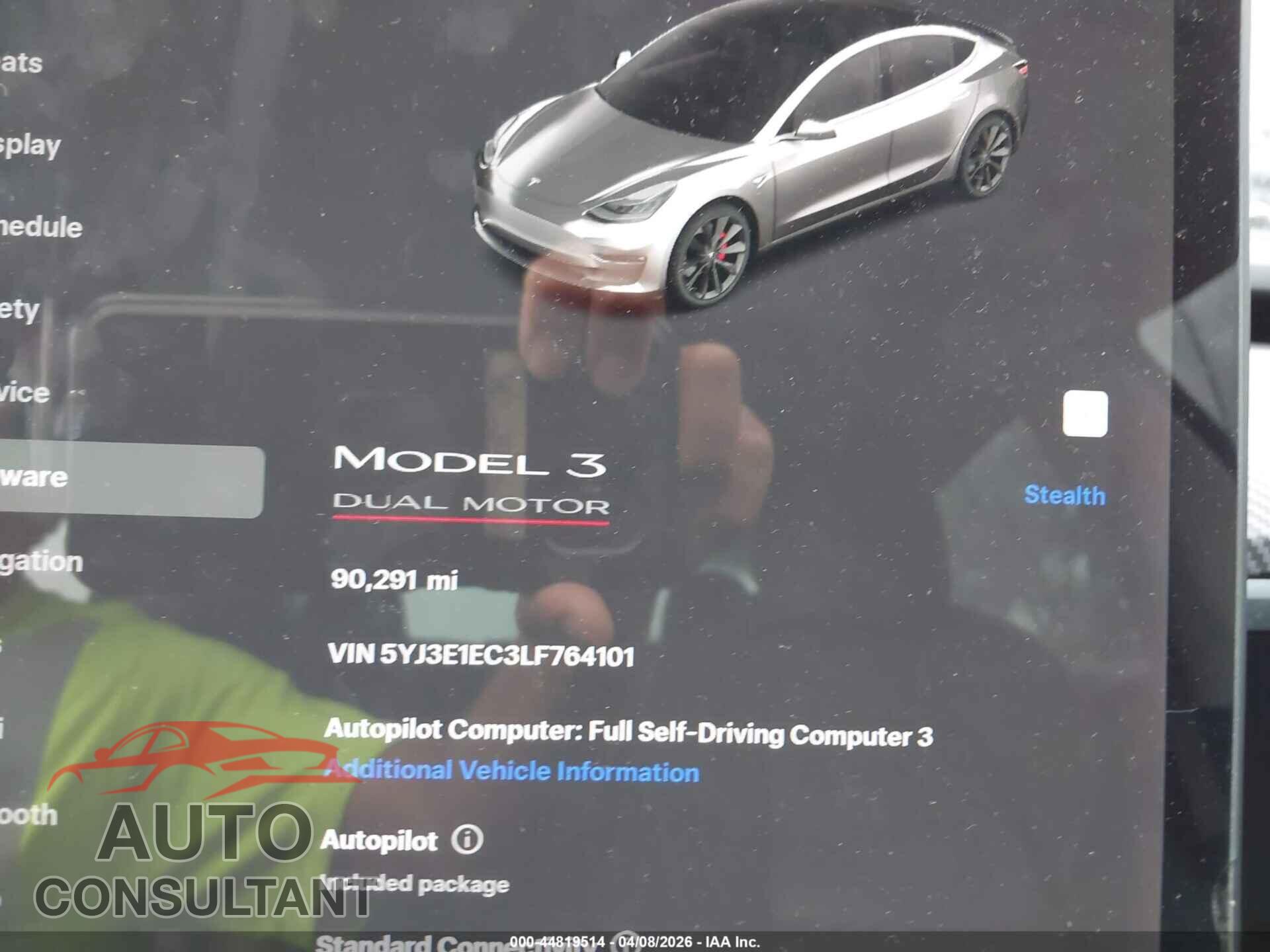 TESLA MODEL 3 2020 - 5YJ3E1EC3LF764101