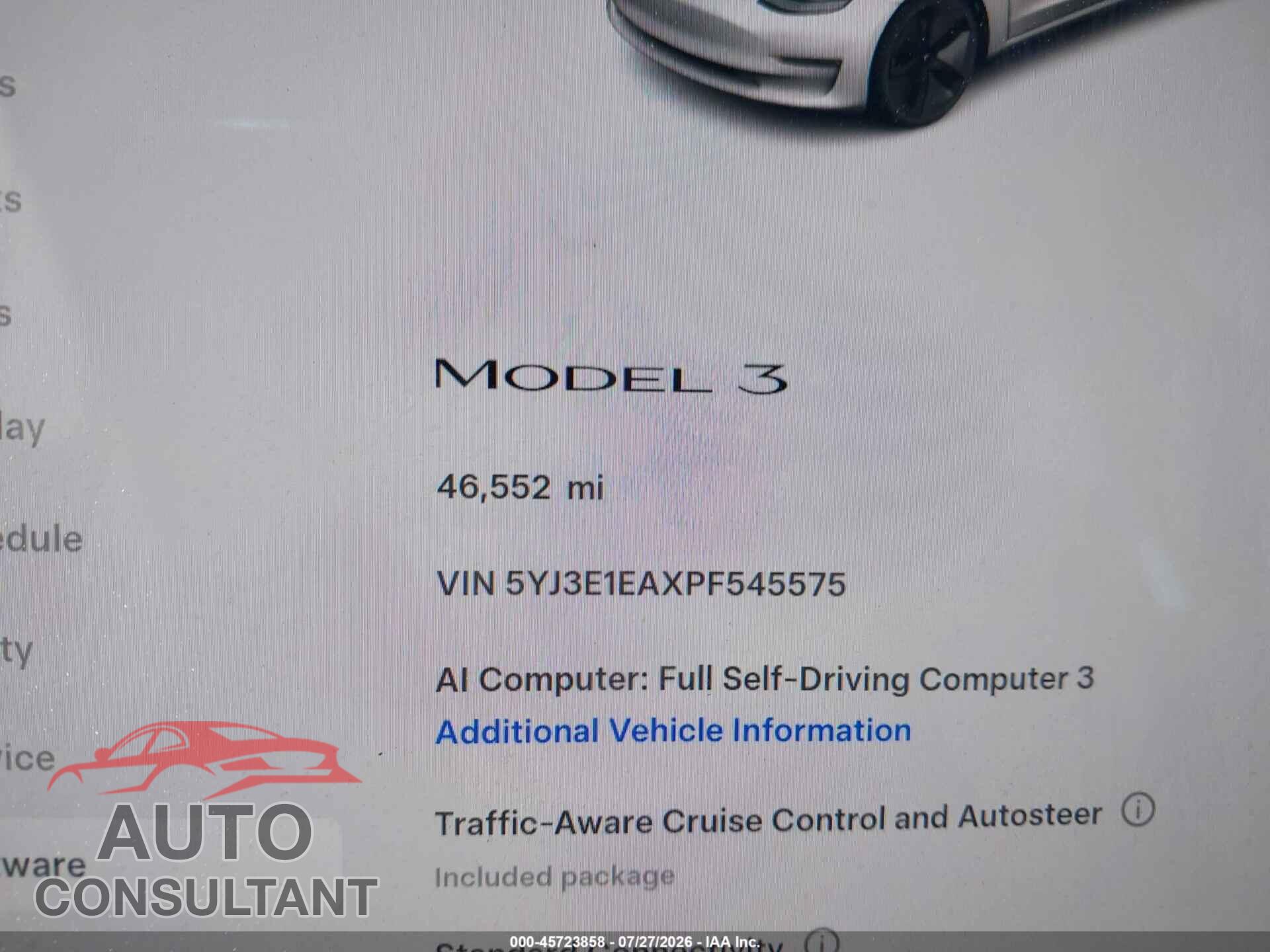 TESLA MODEL 3 2023 - 5YJ3E1EAXPF545575