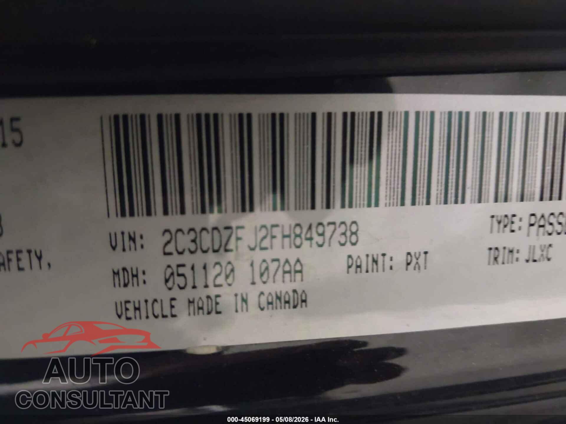 DODGE CHALLENGER 2015 - 2C3CDZFJ2FH849738