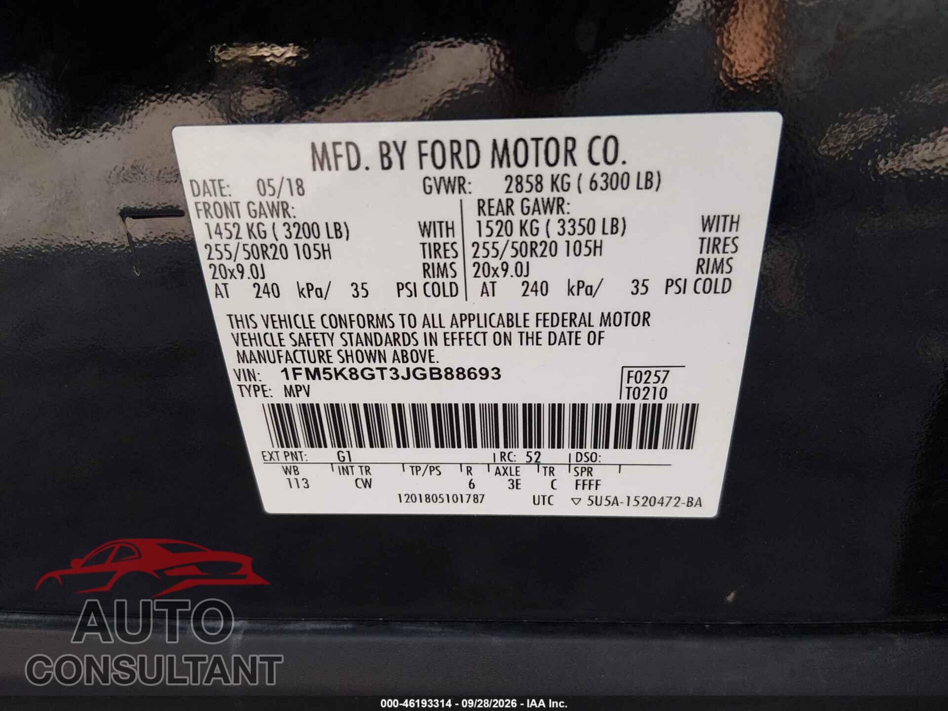 FORD EXPLORER 2018 - 1FM5K8GT3JGB88693