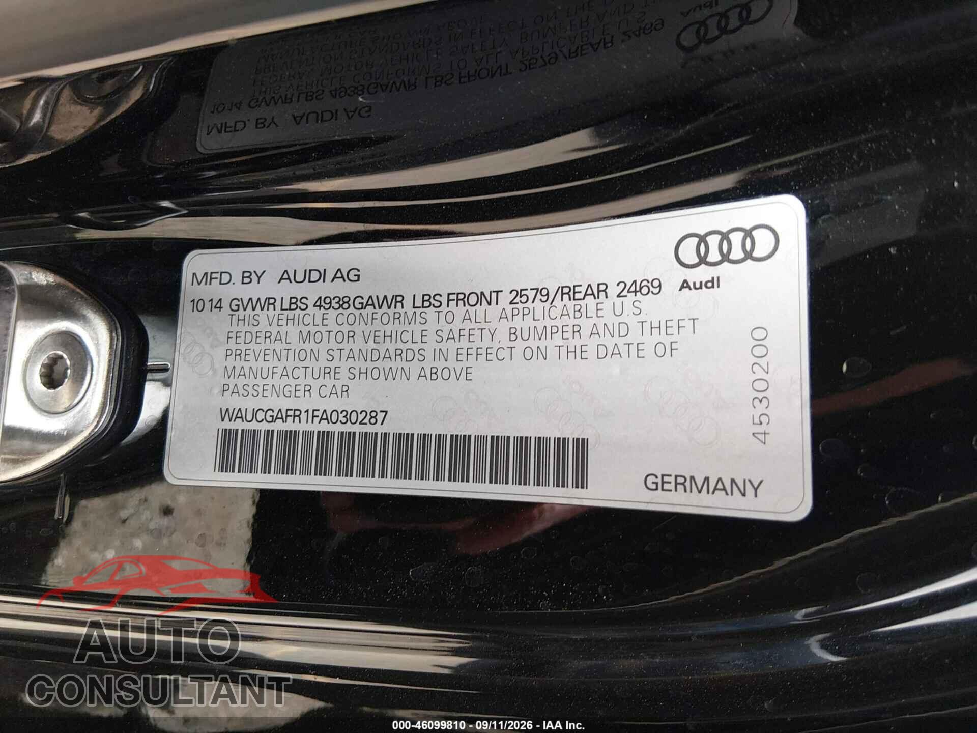AUDI S5 2015 - WAUCGAFR1FA030287