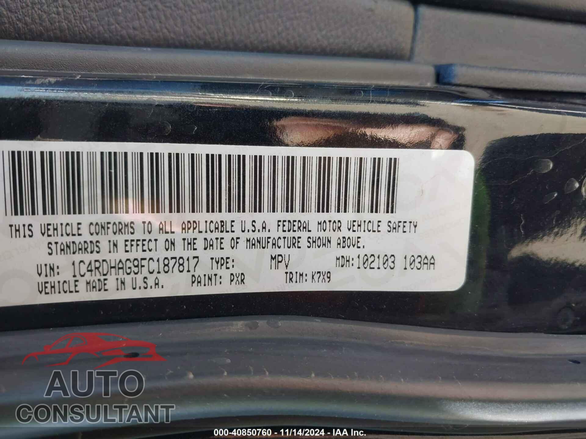 DODGE DURANGO 2015 - 1C4RDHAG9FC187817