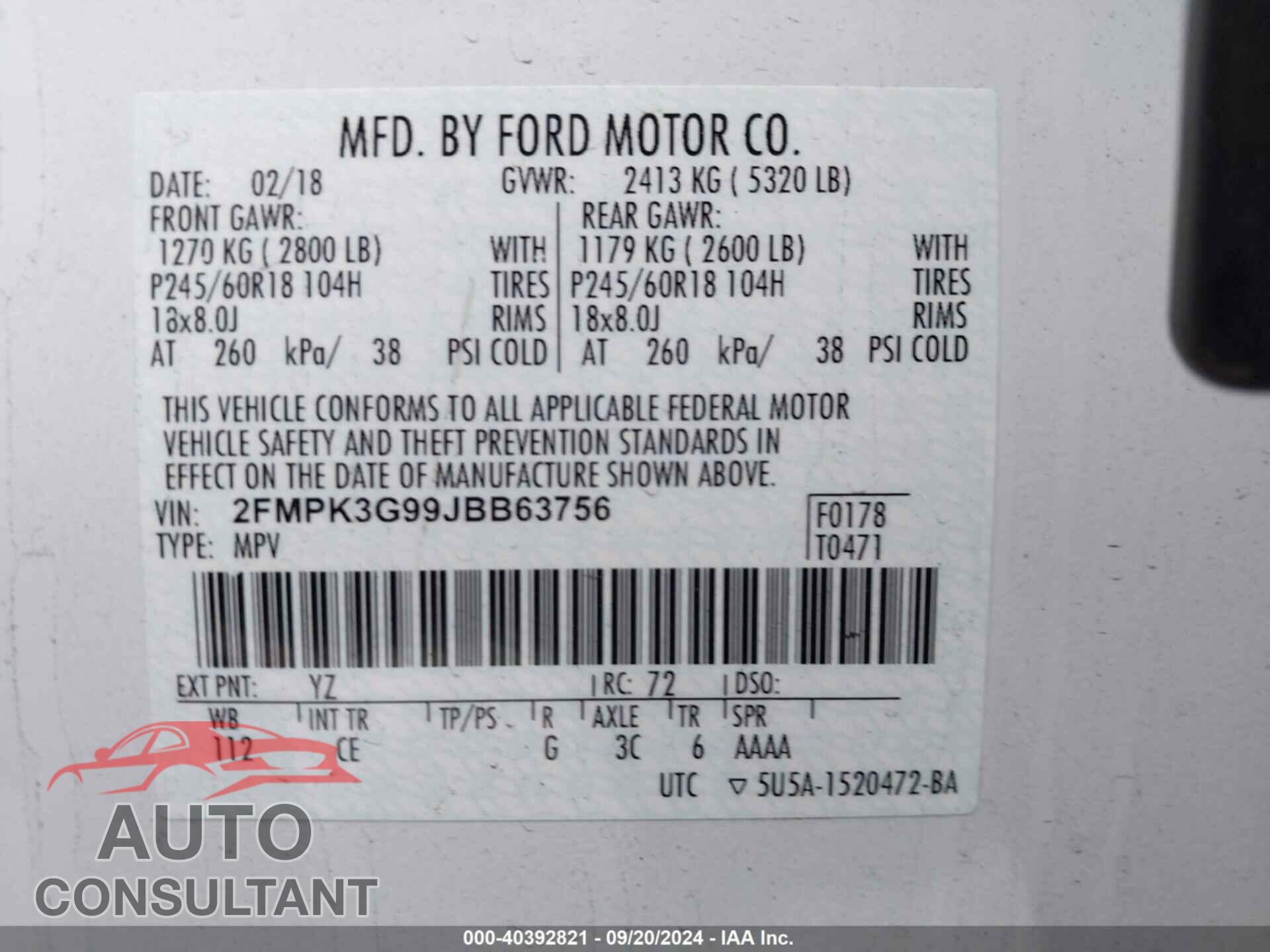 FORD EDGE 2018 - 2FMPK3G99JBB63756
