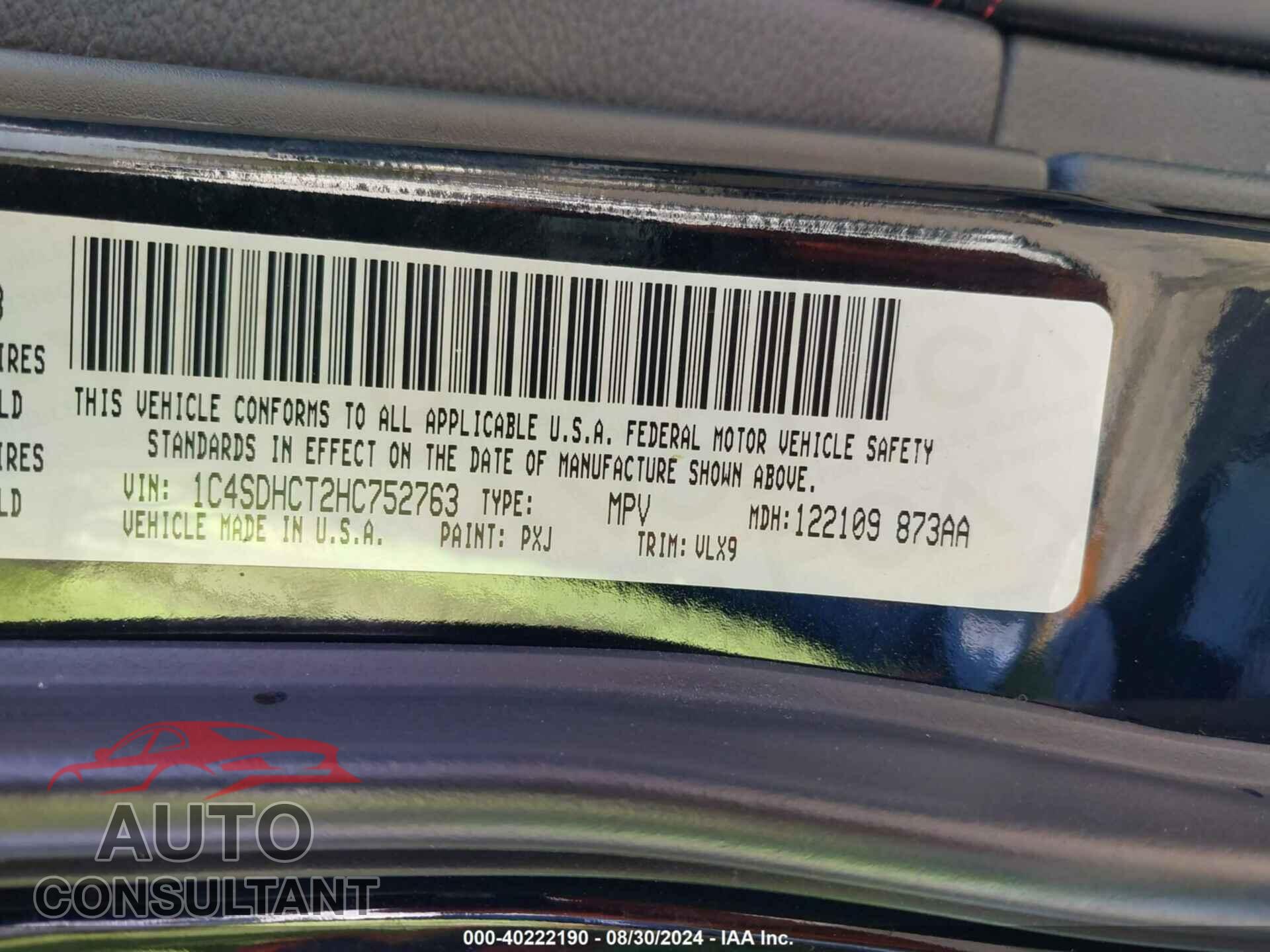 DODGE DURANGO 2017 - 1C4SDHCT2HC752763