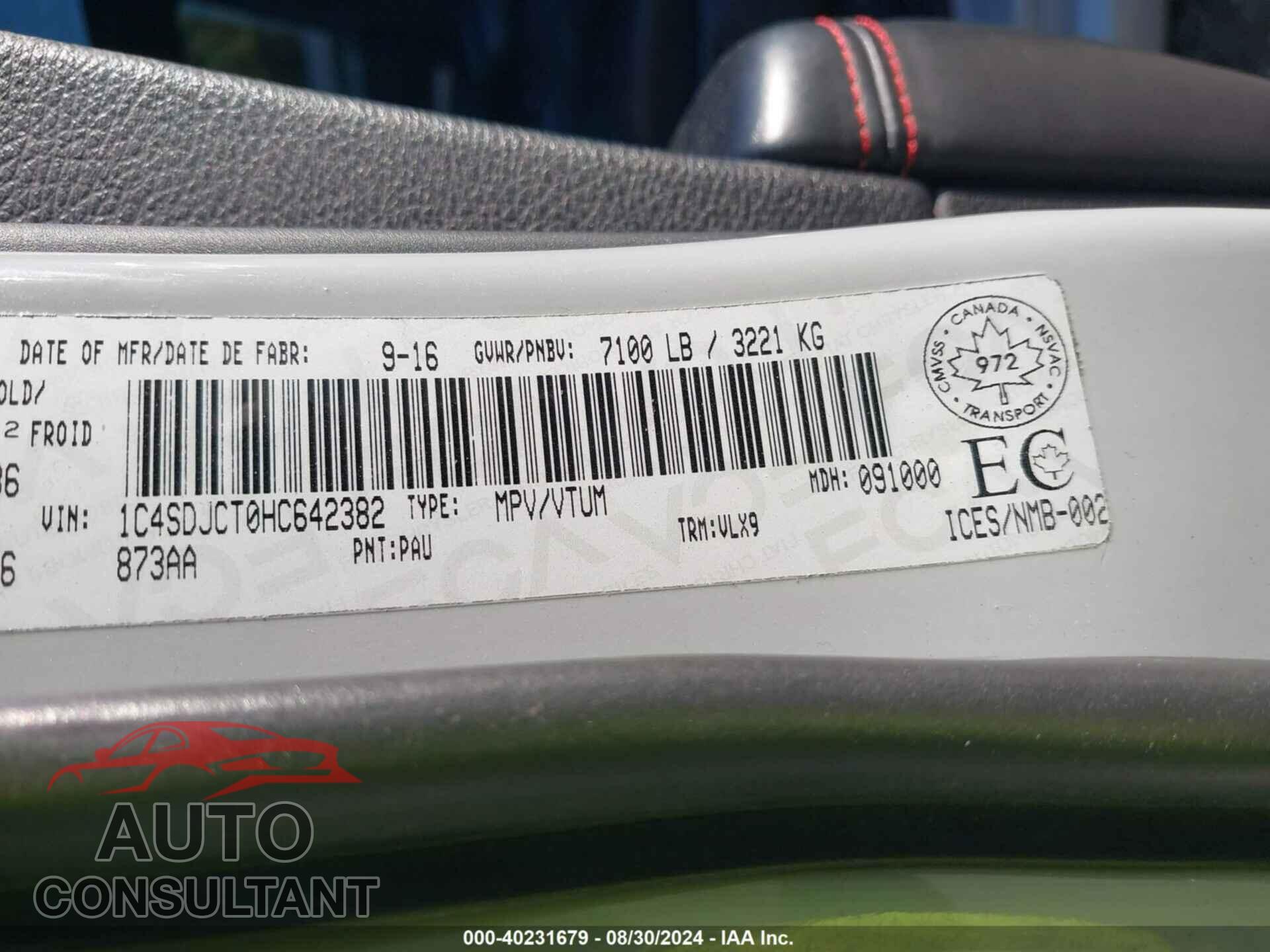 DODGE DURANGO 2017 - 1C4SDJCT0HC642382