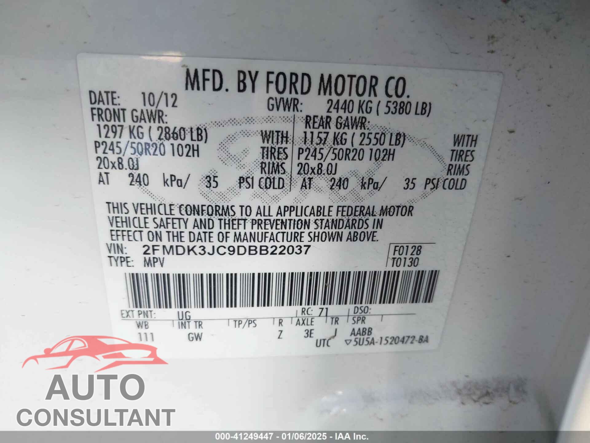 FORD EDGE 2013 - 2FMDK3JC9DBB22037