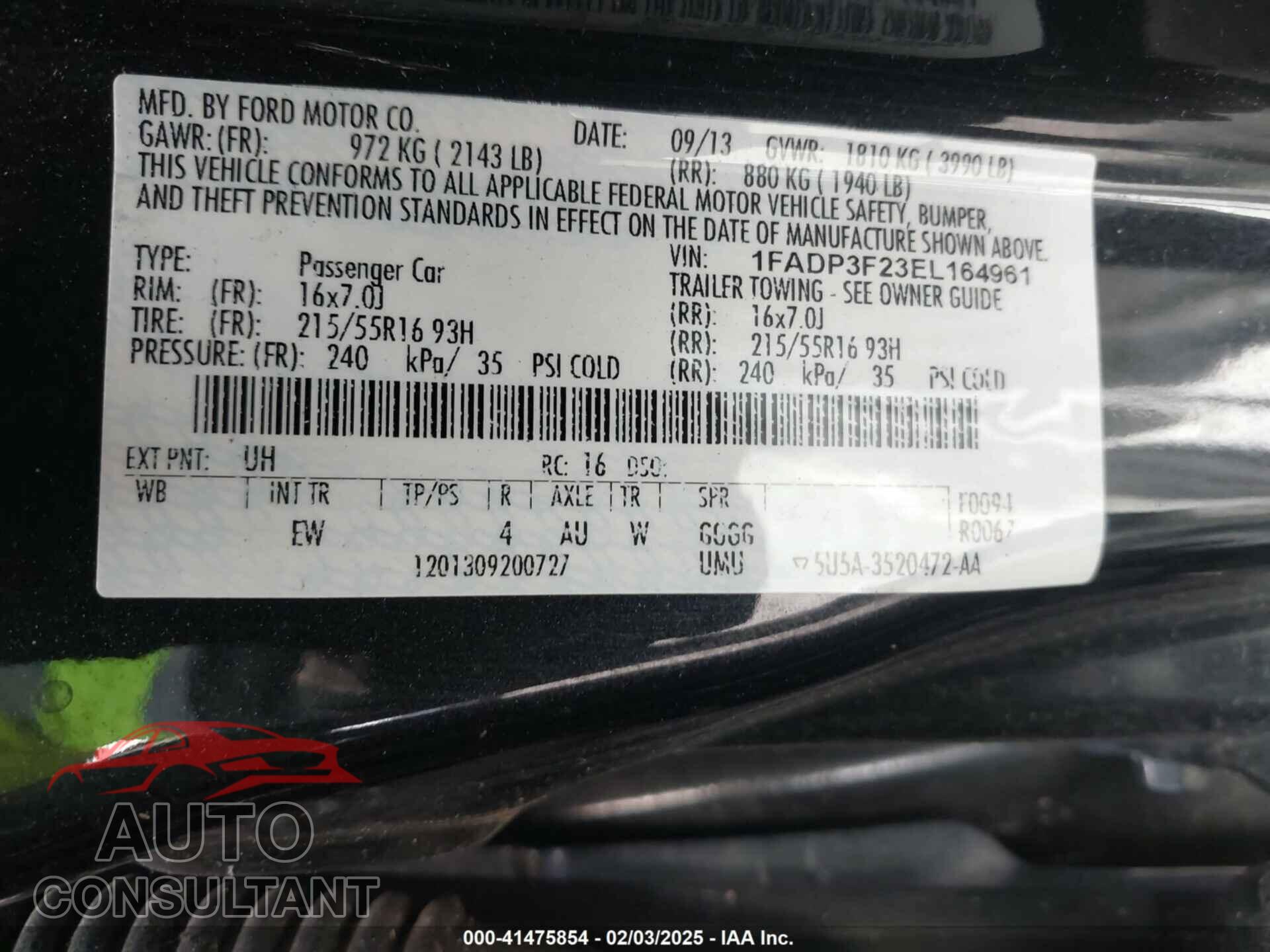 FORD FOCUS 2014 - 1FADP3F23EL164961