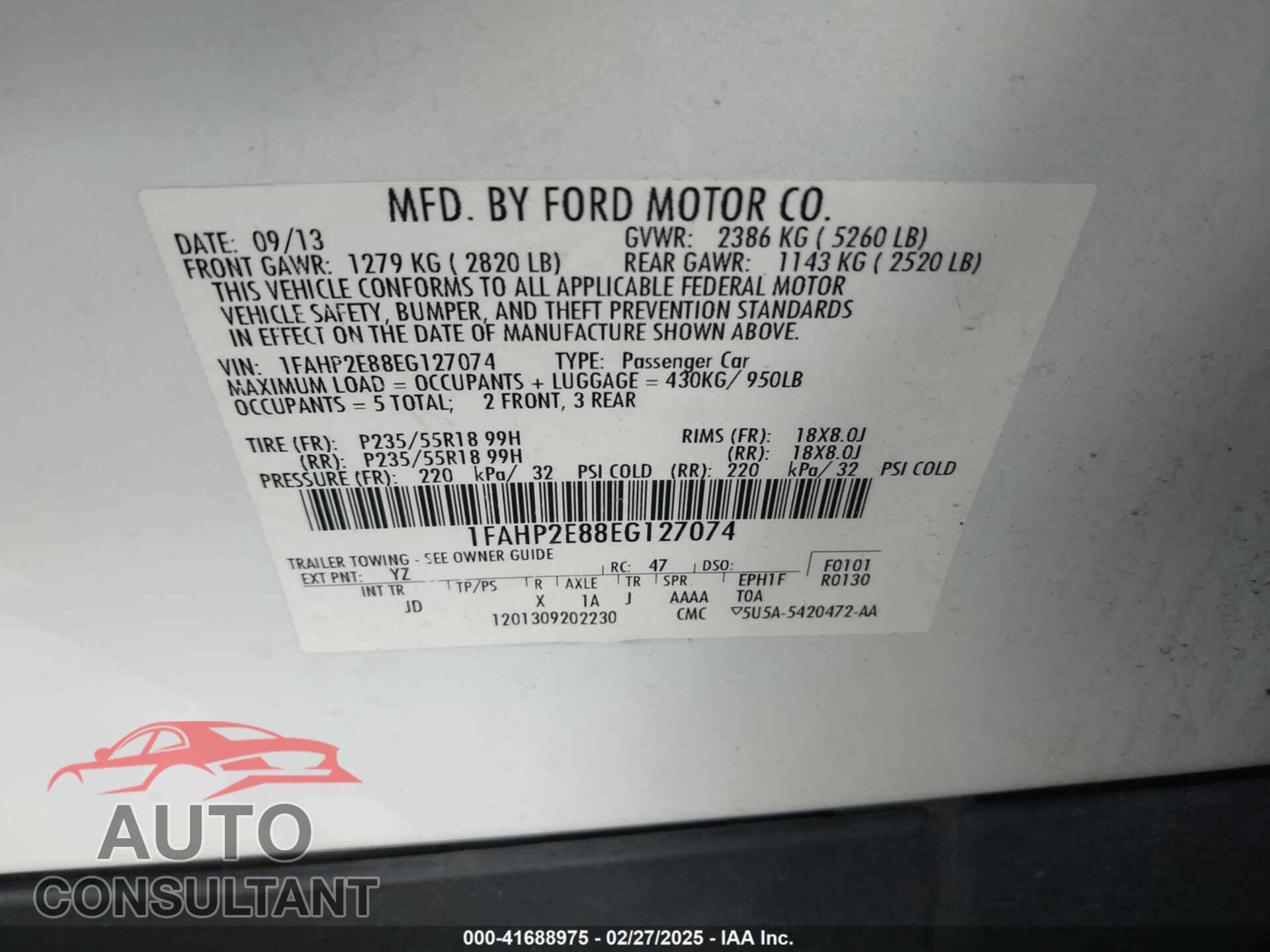 FORD TAURUS 2014 - 1FAHP2E88EG127074