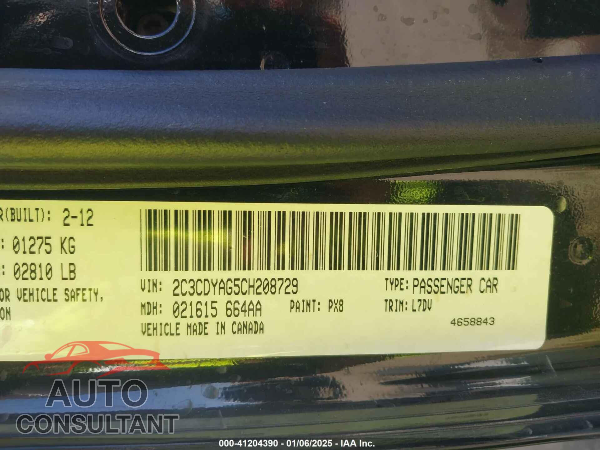 DODGE CHALLENGER 2012 - 2C3CDYAG5CH208729