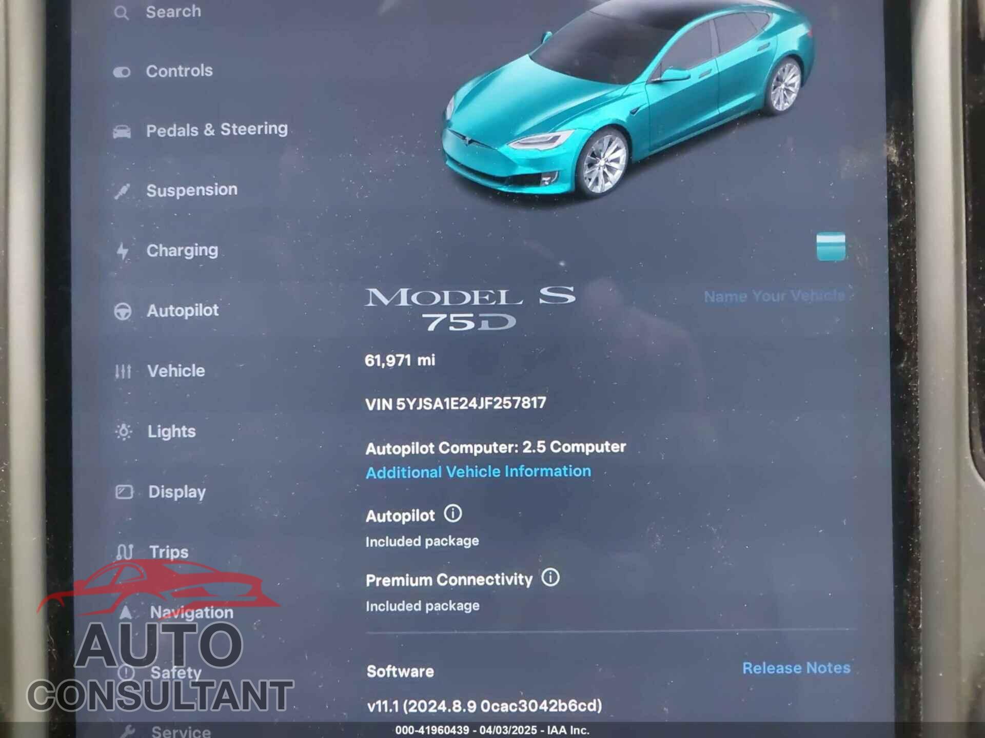 TESLA MODEL S 2018 - 5YJSA1E24JF257817