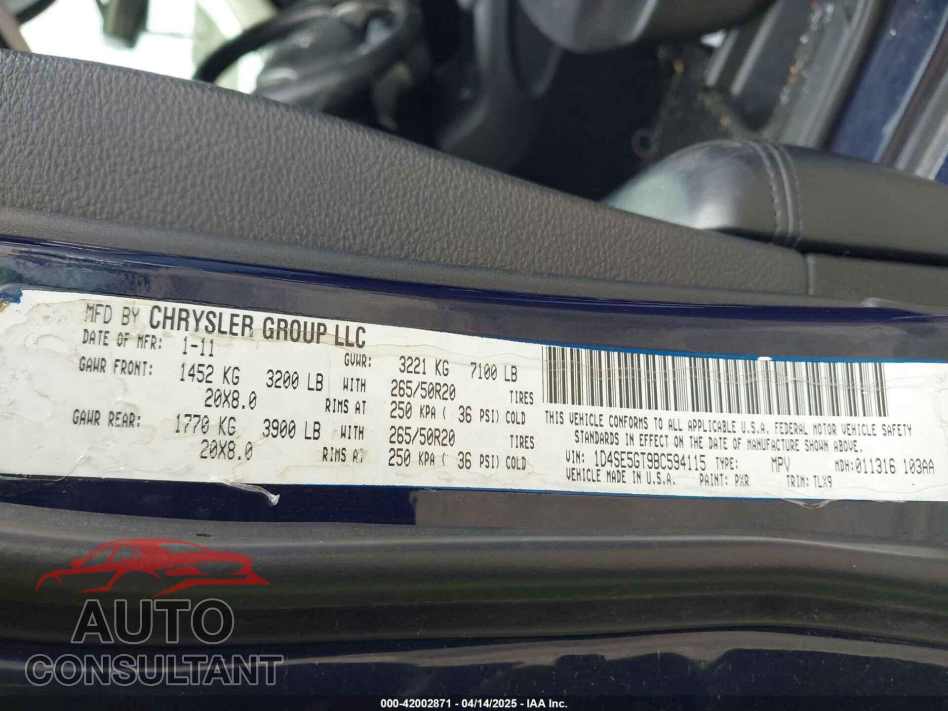 DODGE DURANGO 2012 - 1C4RDJAGXCC198098