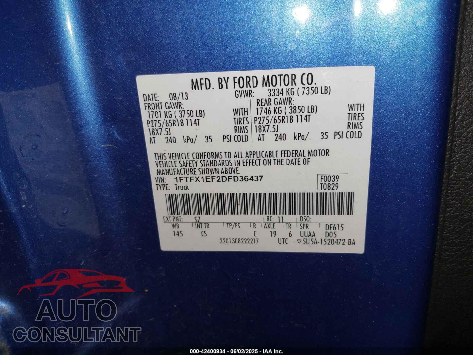 FORD F-150 2013 - 1FTFX1EF2DFD36437