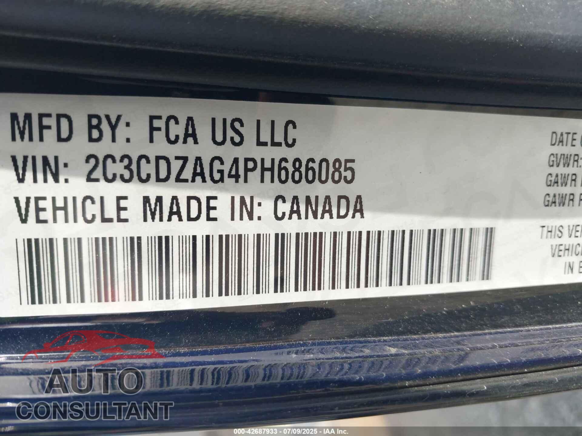 DODGE CHALLENGER 2023 - 2C3CDZAG4PH686085