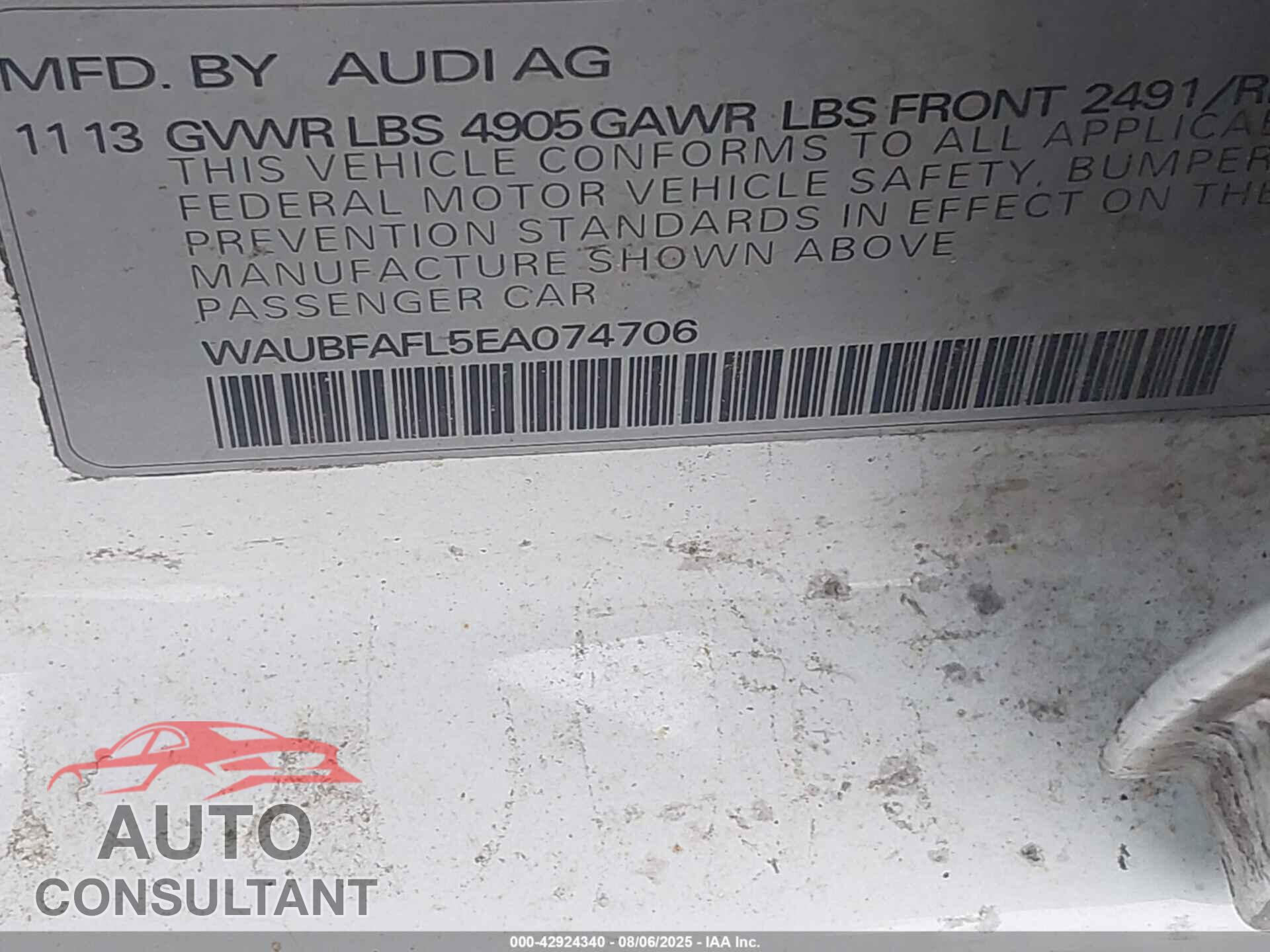 AUDI A4 2014 - WAUBFAFL5EA074706