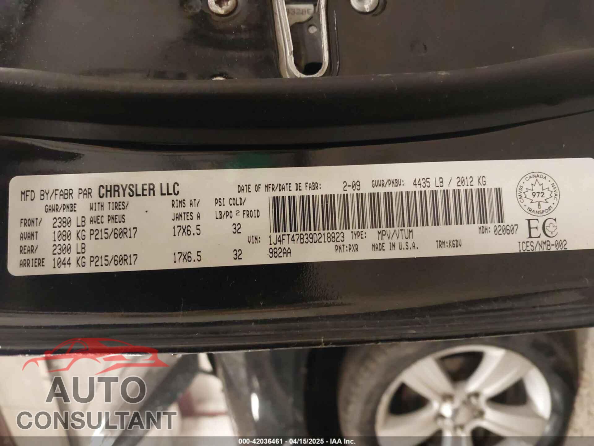 JEEP COMPASS 2009 - 1J4FT47B39D218823