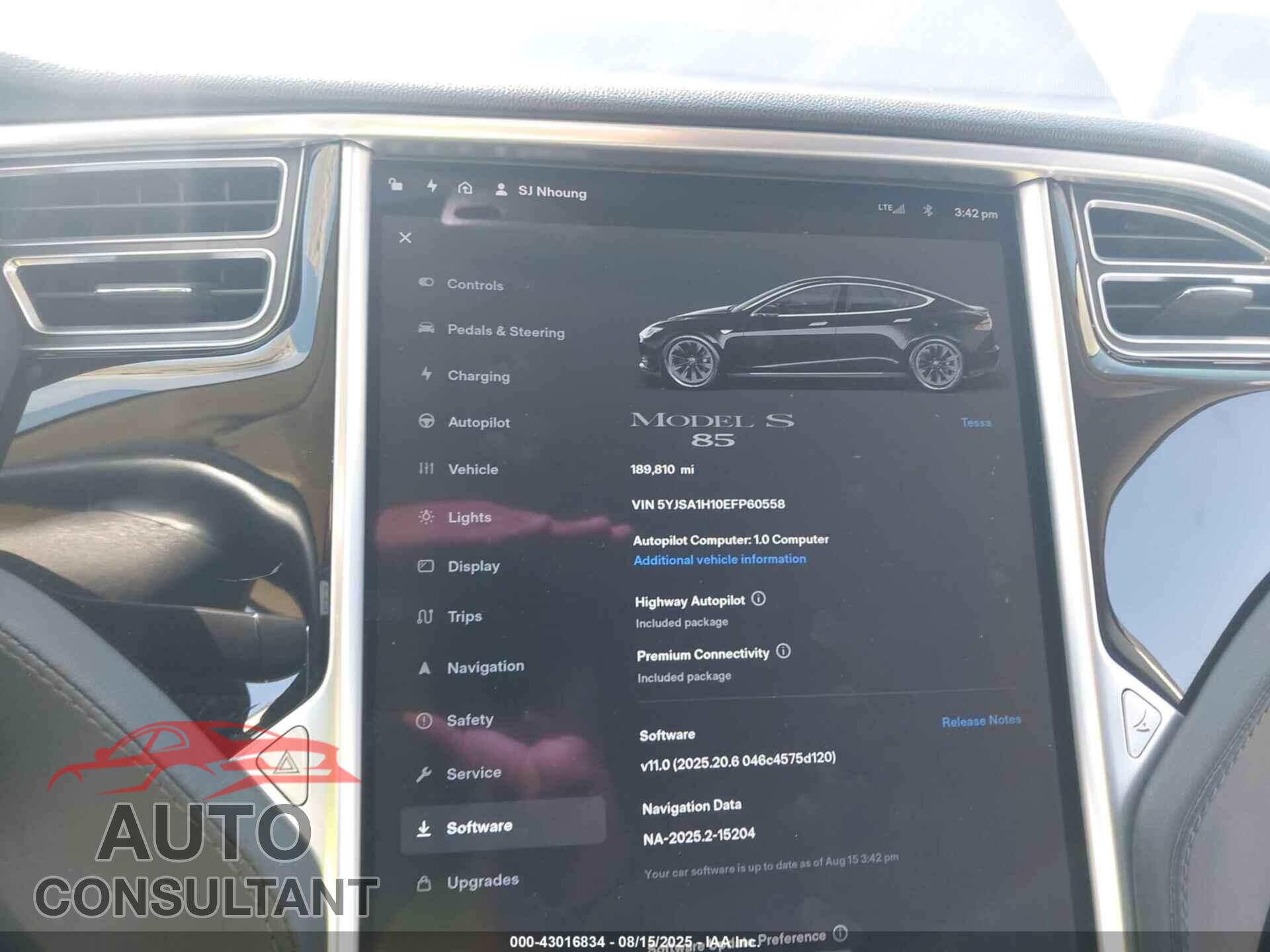TESLA MODEL S 2014 - 5YJSA1H10EFP60558