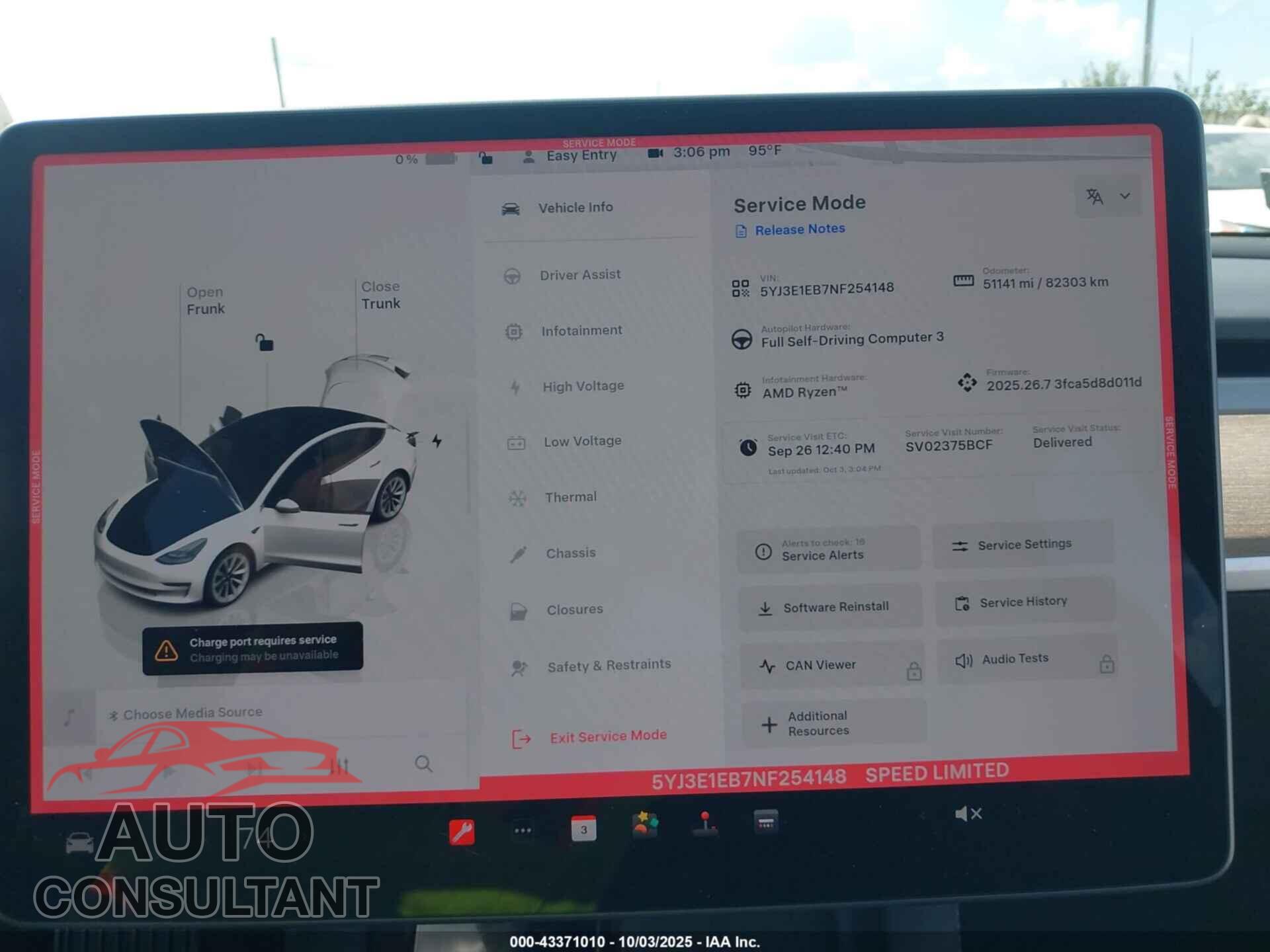TESLA MODEL 3 2022 - 5YJ3E1EB7NF254148