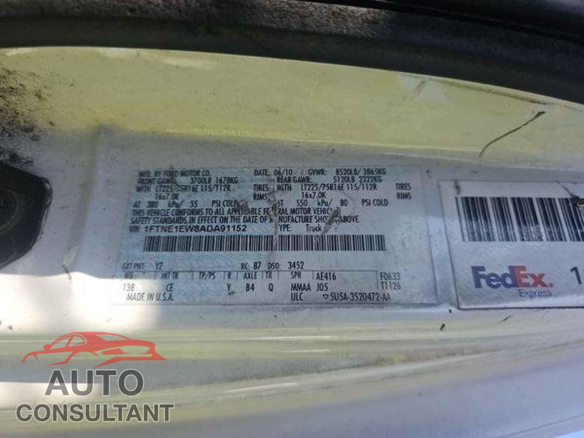 FORD E-150 2010 - 1FTNE1EW8ADA91152