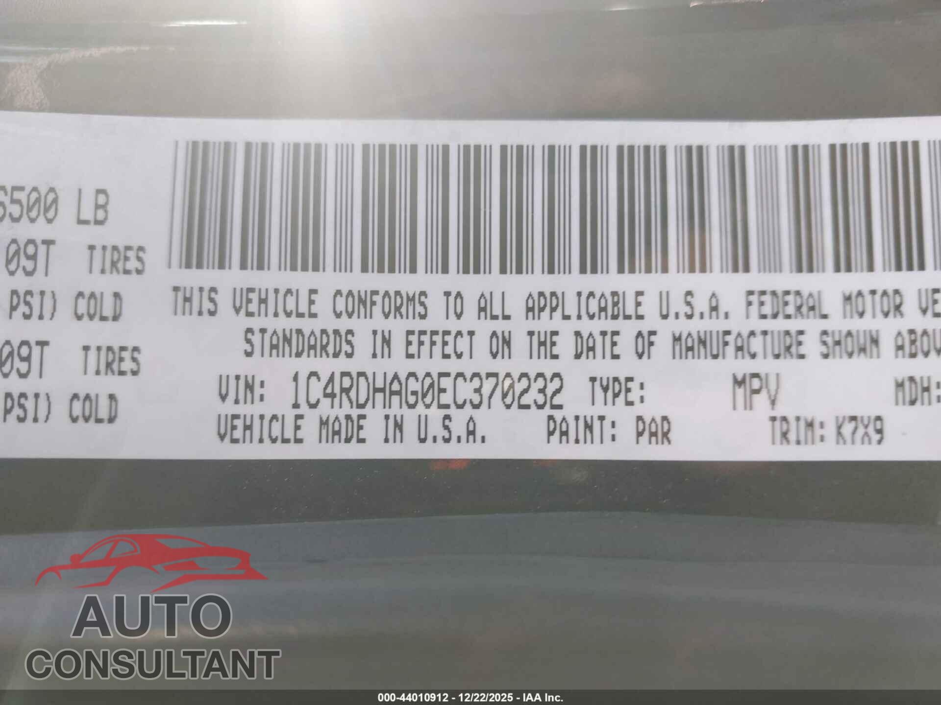 DODGE DURANGO 2014 - 1C4RDHAG0EC370232