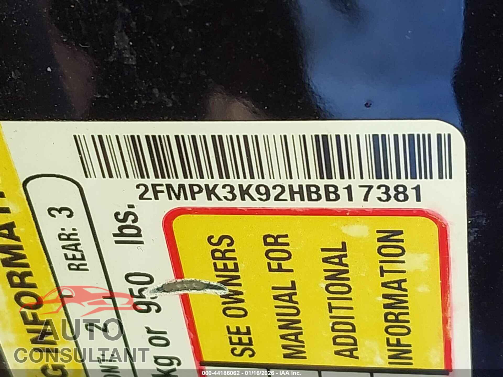 FORD EDGE 2017 - 2FMPK3K92HBB17381