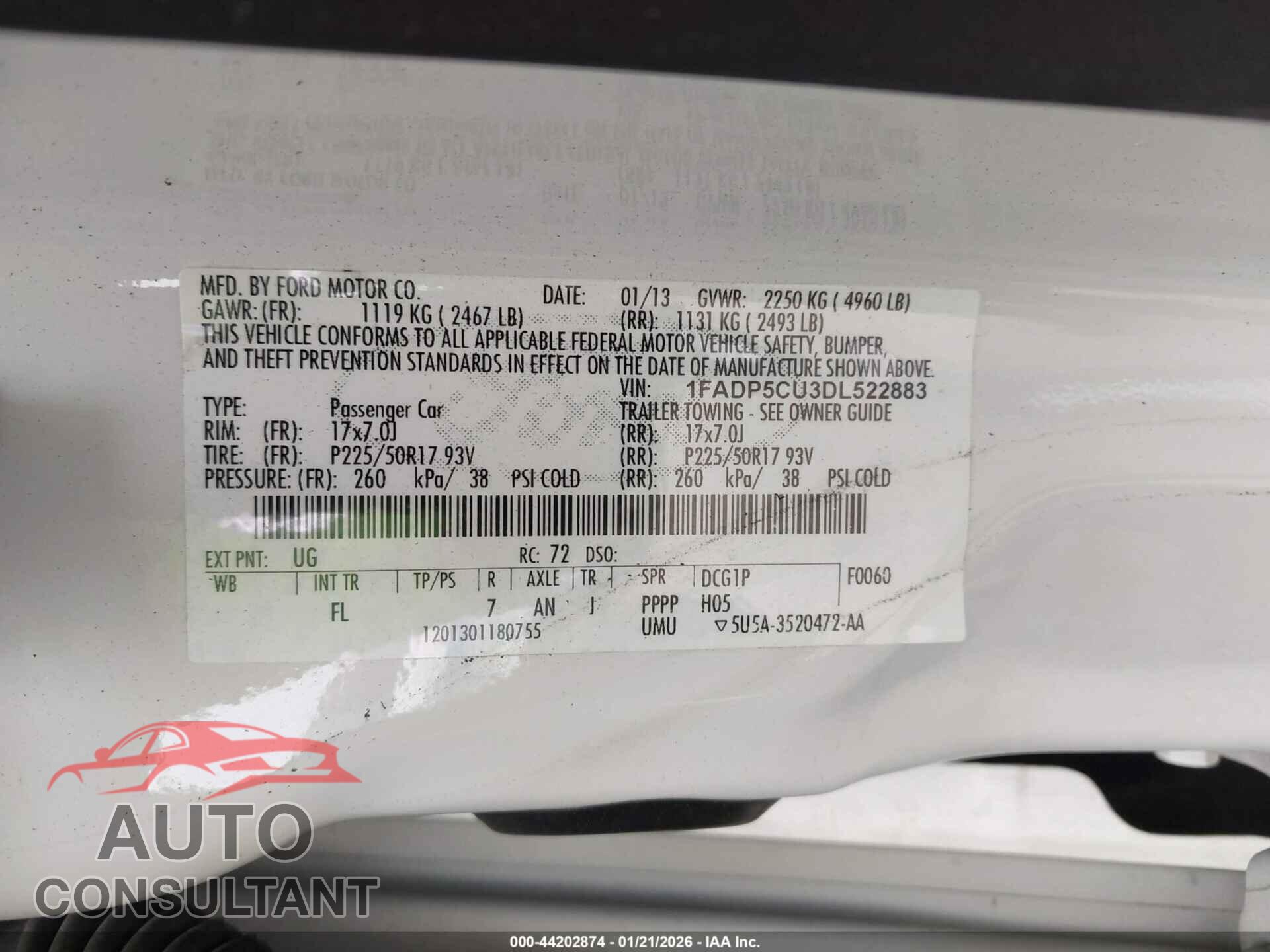 FORD C-MAX ENERGI 2013 - 1FADP5CU3DL522883