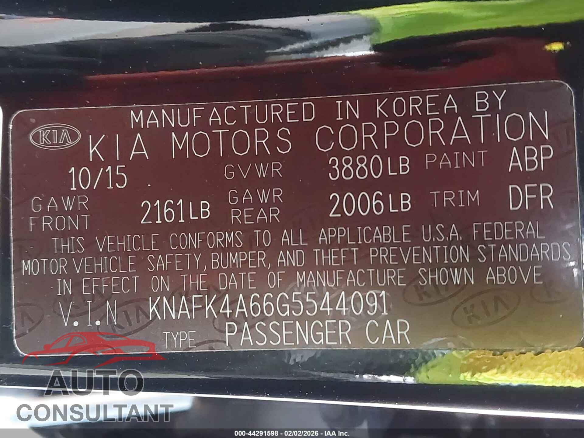 KIA FORTE 2016 - KNAFK4A66G5544091