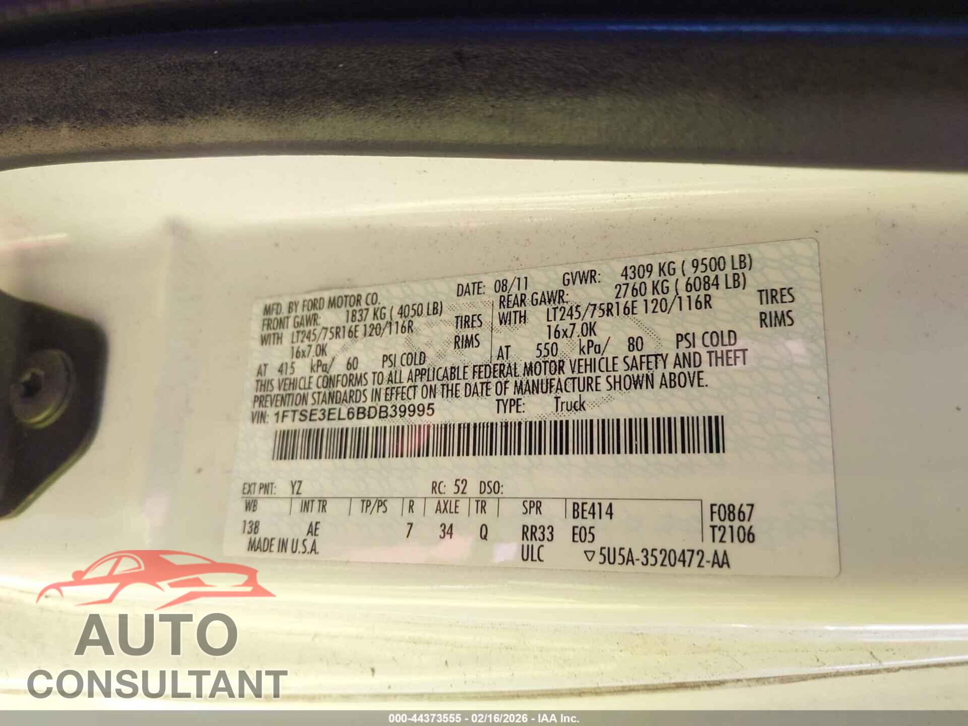 FORD ECONOLINE 2011 - 1FTSE3EL6BDB39995