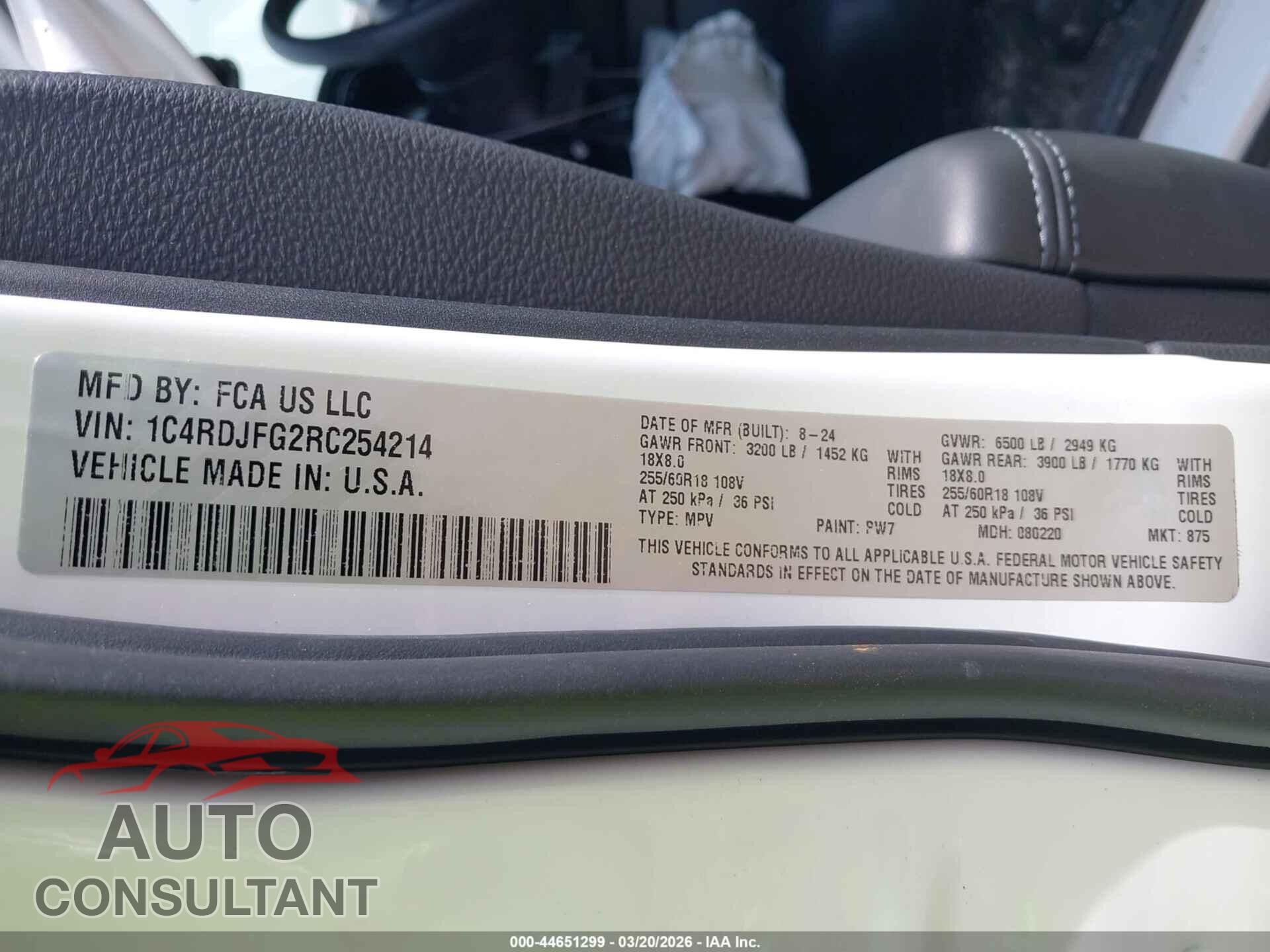 DODGE DURANGO 2024 - 1C4RDJFG2RC254214