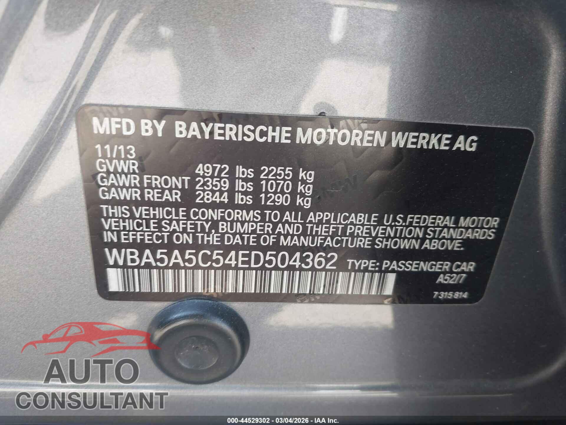 BMW 528I 2014 - WBA5A5C54ED504362