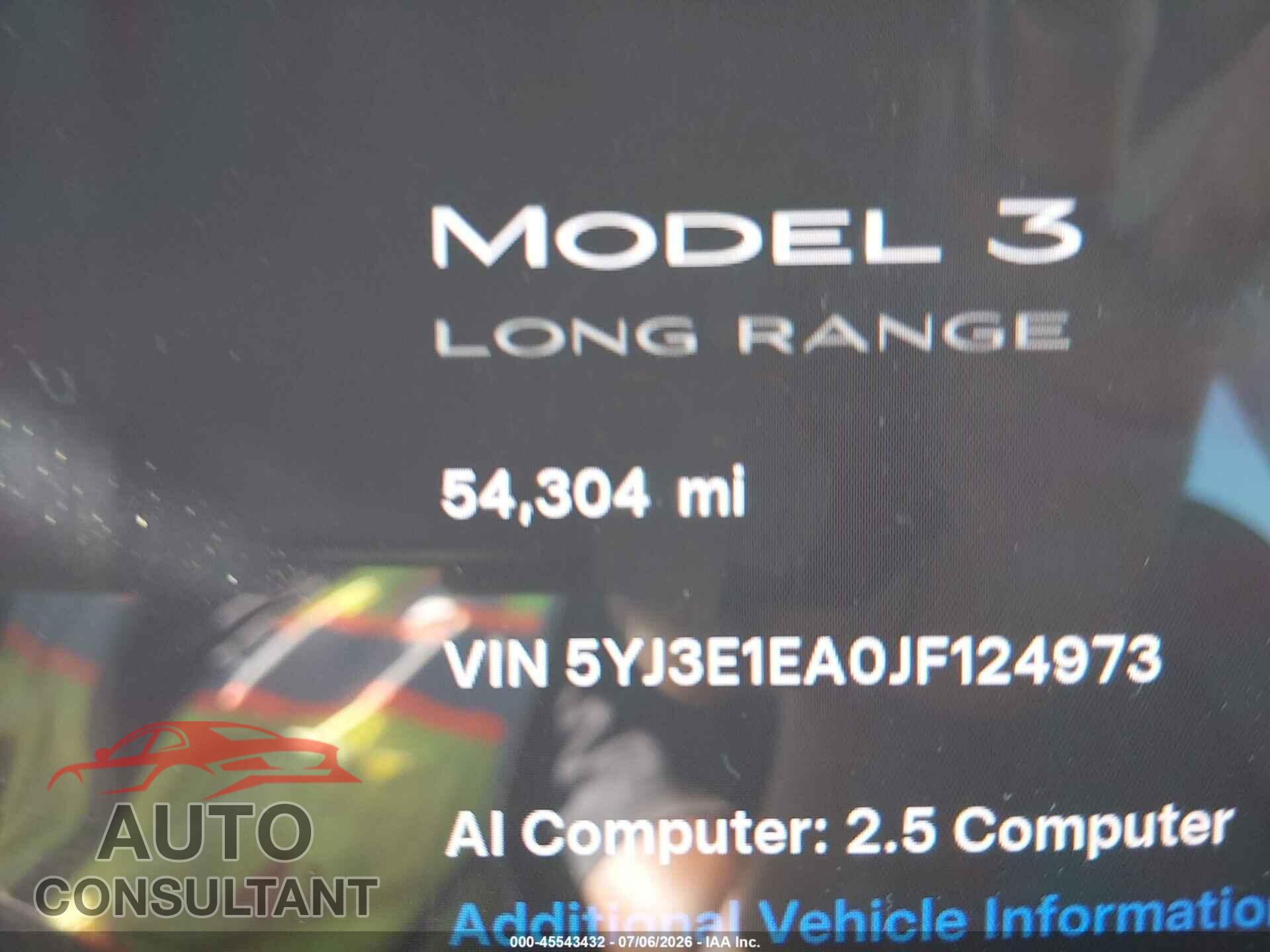 TESLA MODEL 3 2018 - 5YJ3E1EA0JF124973