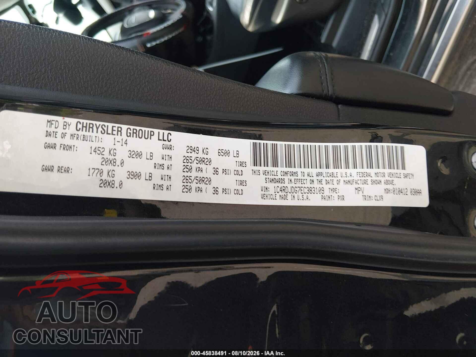 DODGE DURANGO 2014 - 1C4RDJDG7EC383109