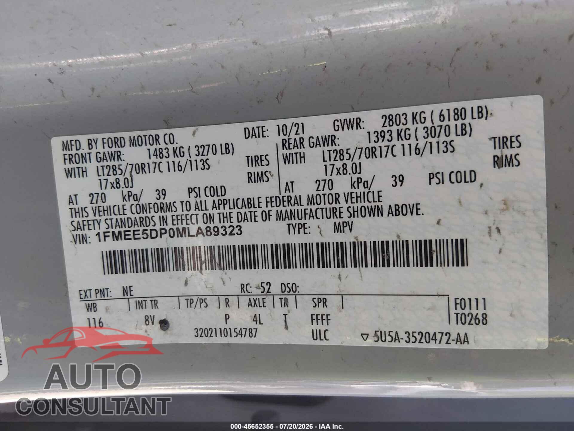 FORD BRONCO 2021 - 1FMEE5DP0MLA89323