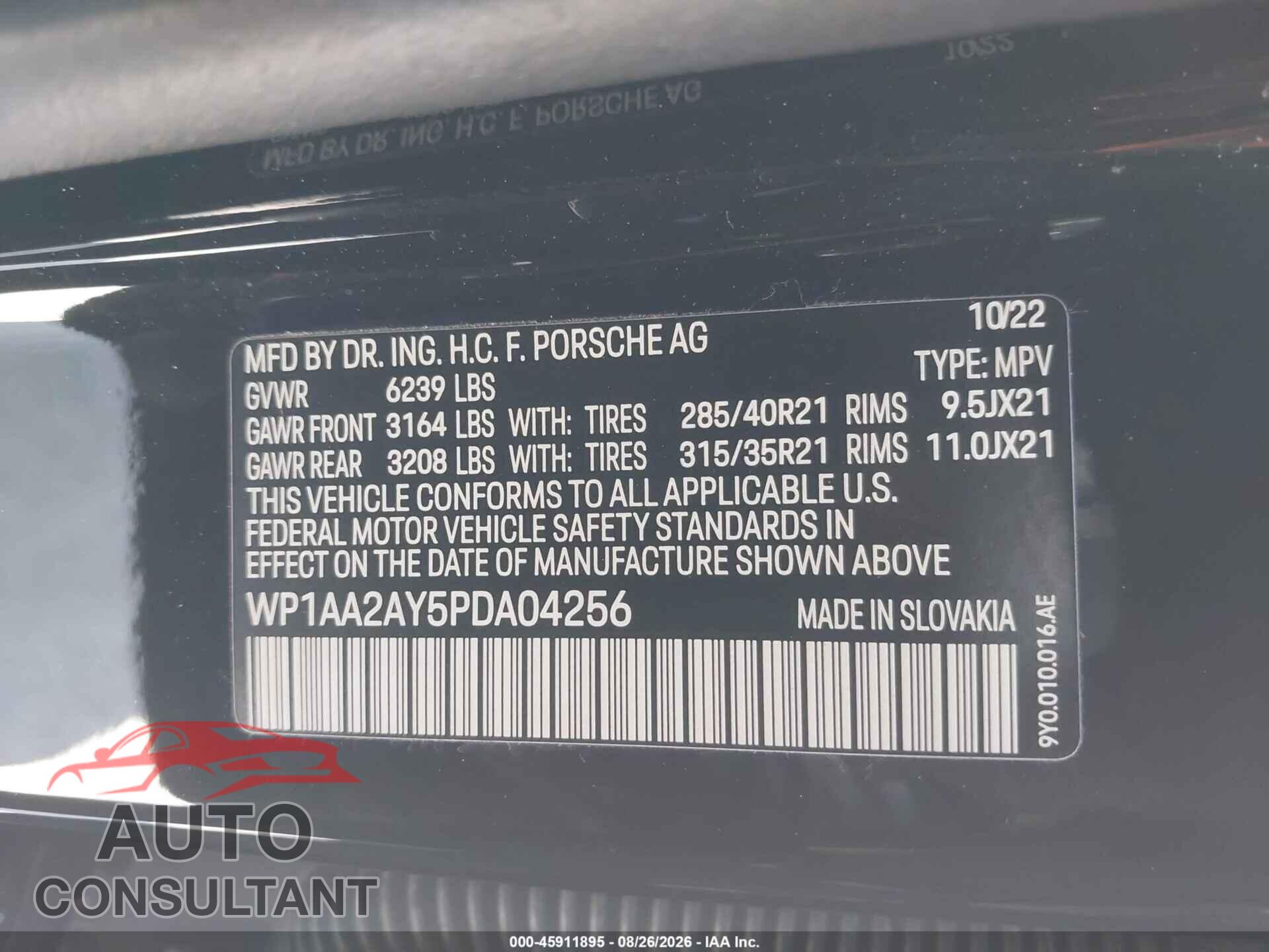 PORSCHE CAYENNE 2023 - WP1AA2AY5PDA04256