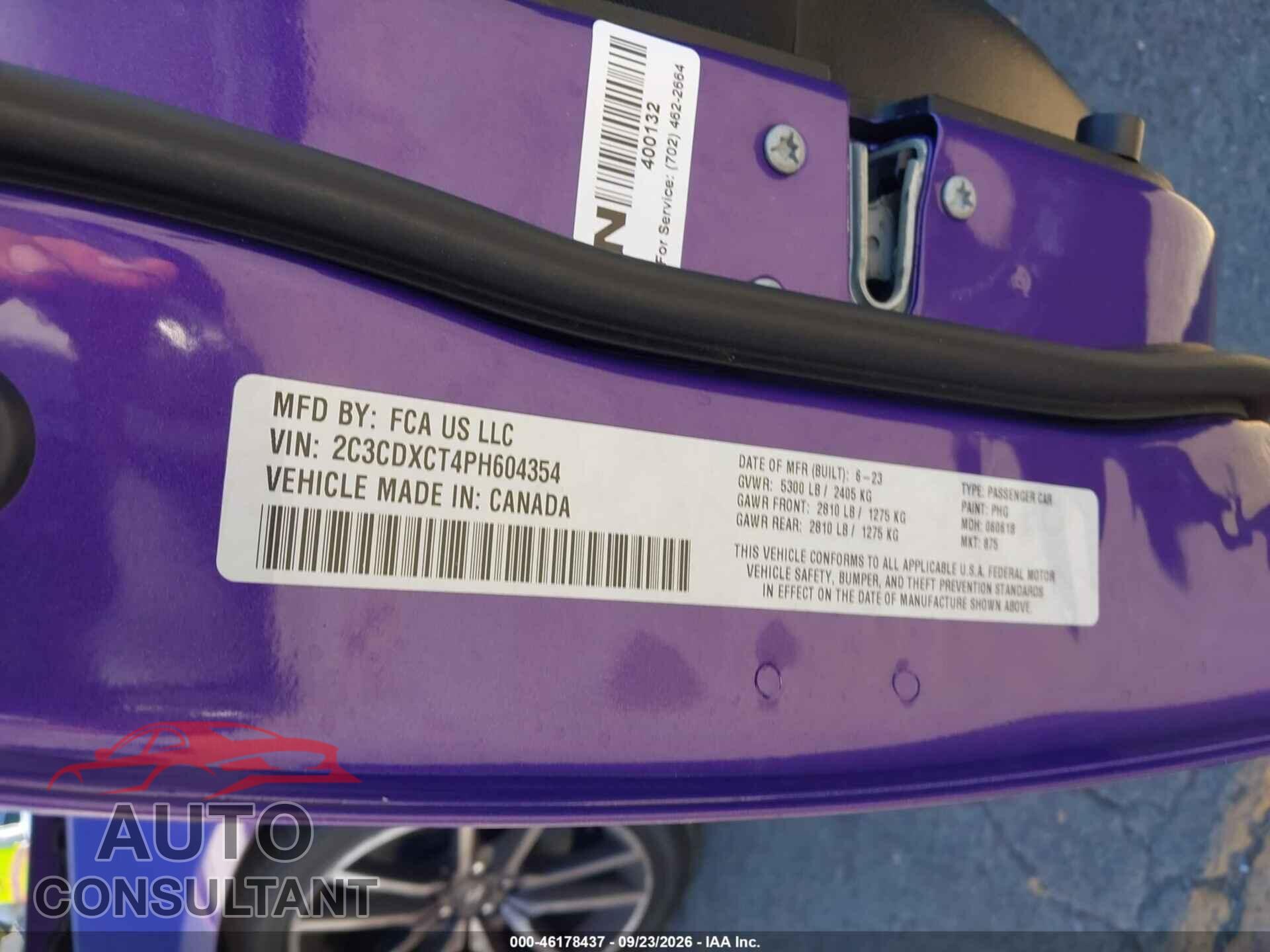 DODGE CHARGER 2023 - 2C3CDXCT4PH604354