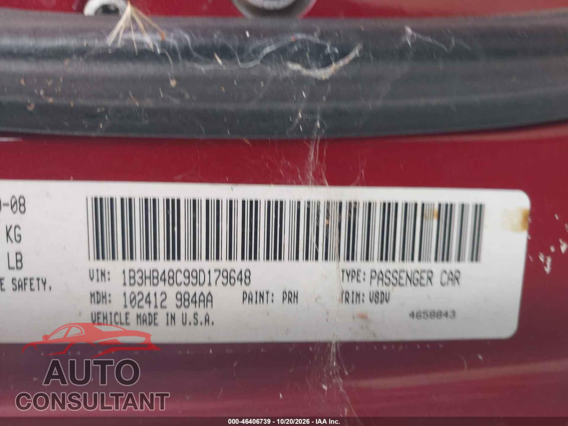 DODGE CALIBER 2009 - 1B3HB48C99D179648